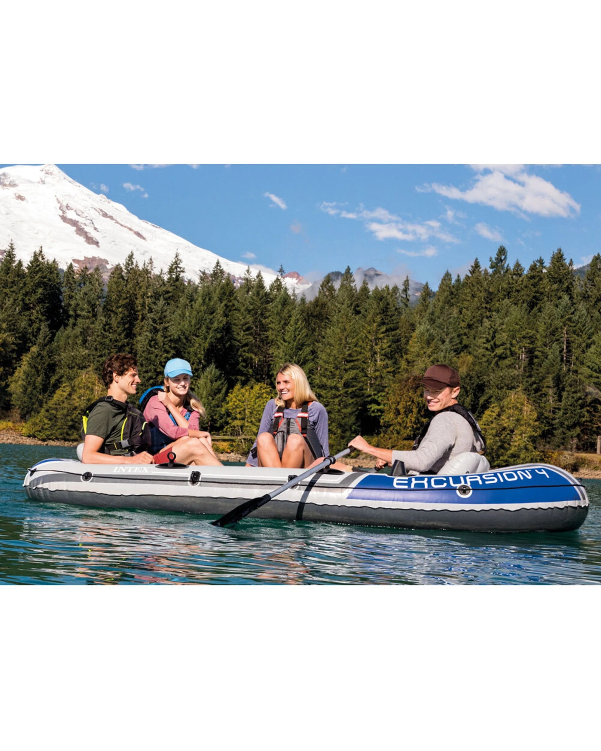 8 Intex Excursion 4 Person Inflatable Boat With Rod Holders Gear Pouch - Grey, 8 of 8
