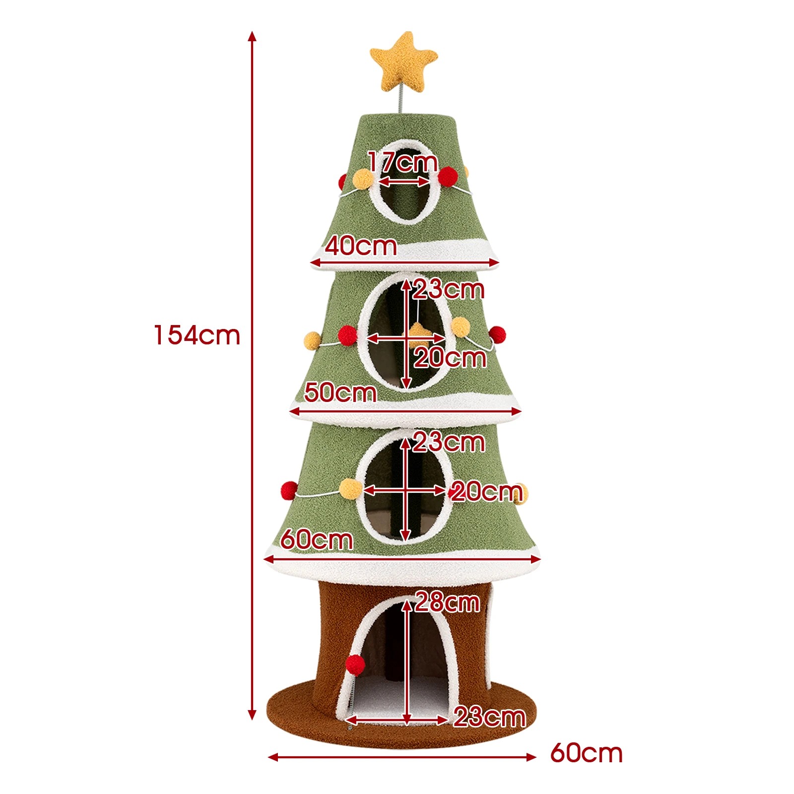 2 Costway  154cm Christmas Cat Tree w/4 Condos Pet Climbing Furniture, 2 of 6