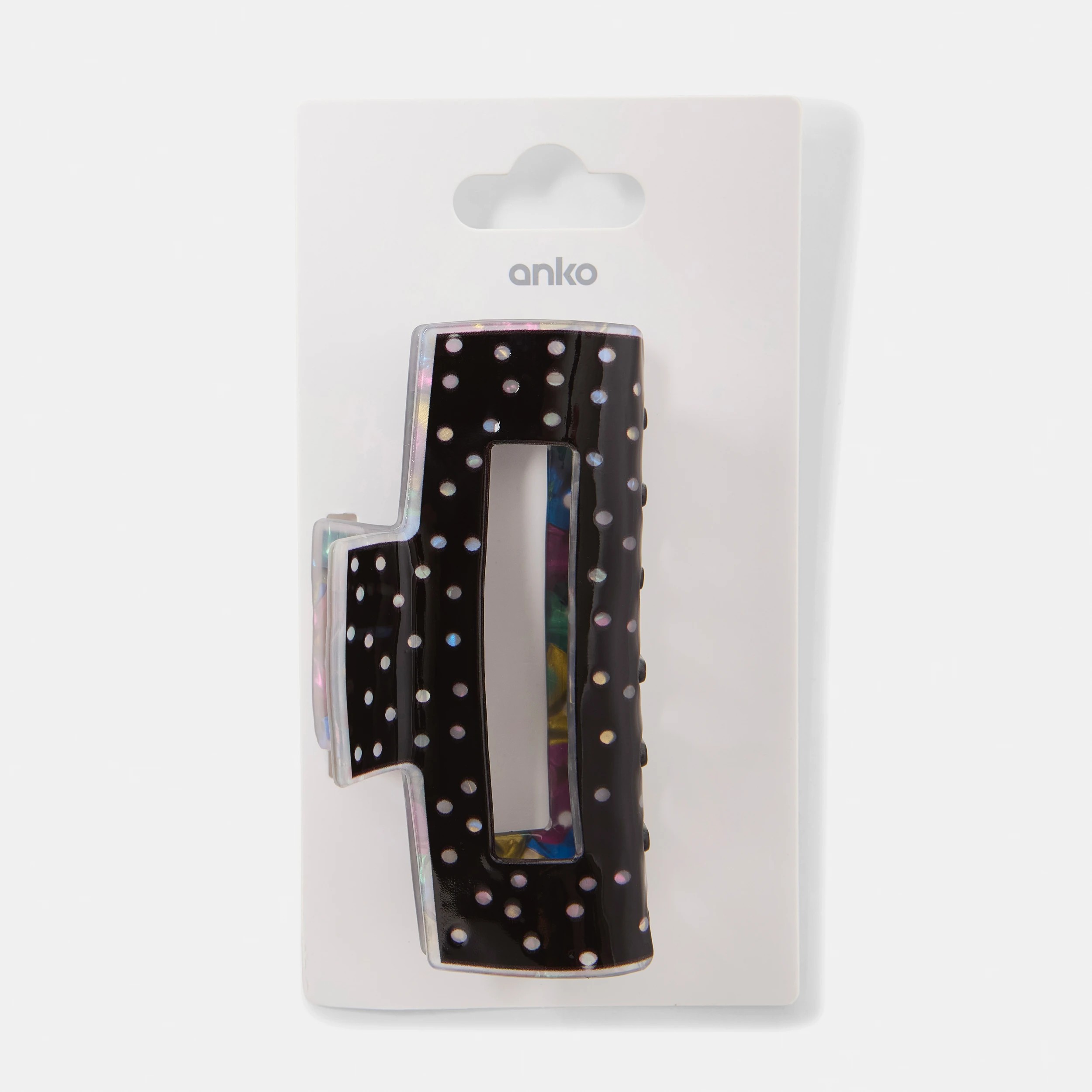 4 Black Rectangle Polka Claw Hair Clip, 4 of 4