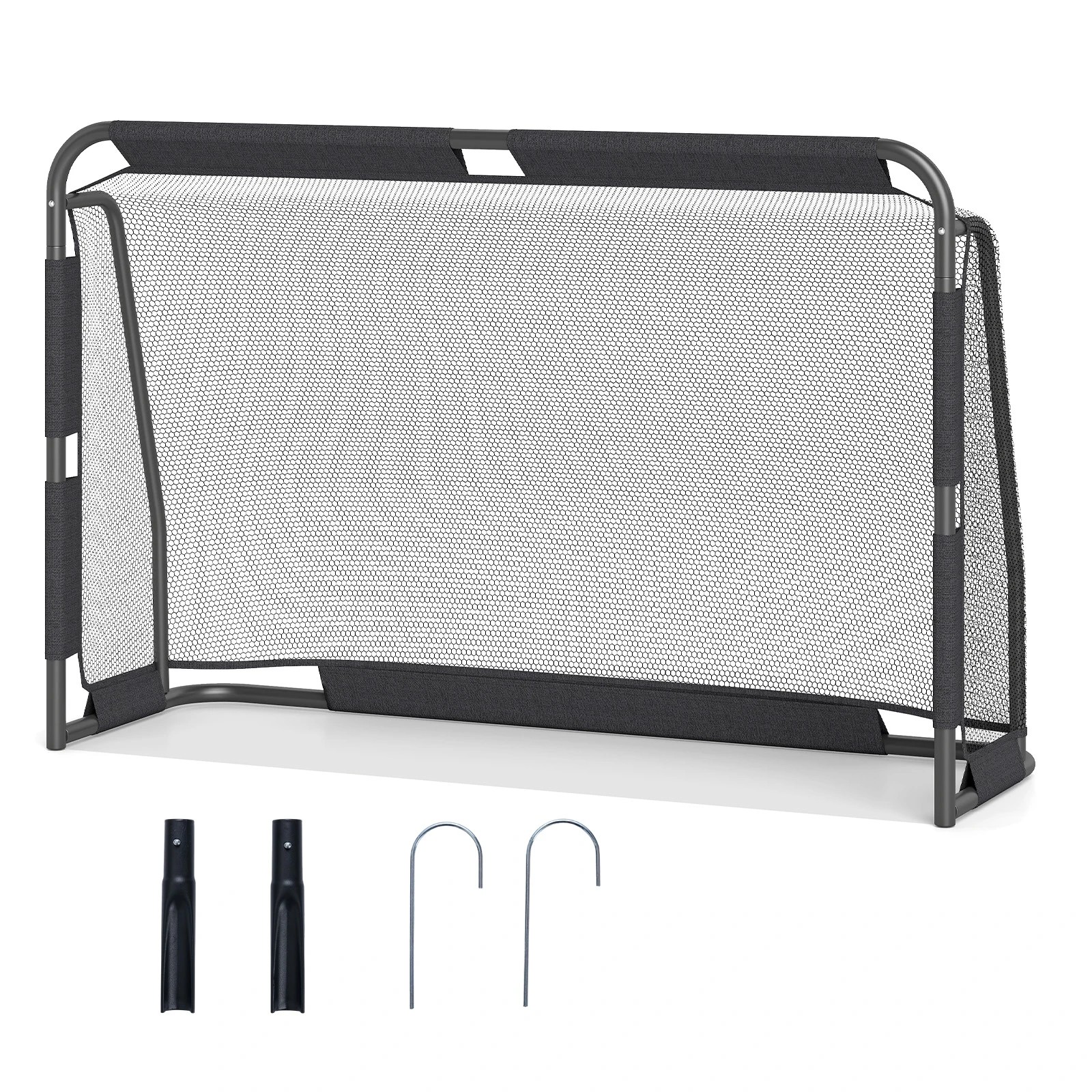 1 Costway 1.82x1.2m Soccer Goal Football Net Set w/PE Netting & Metal Frame Backyard - Black, 1 of 1