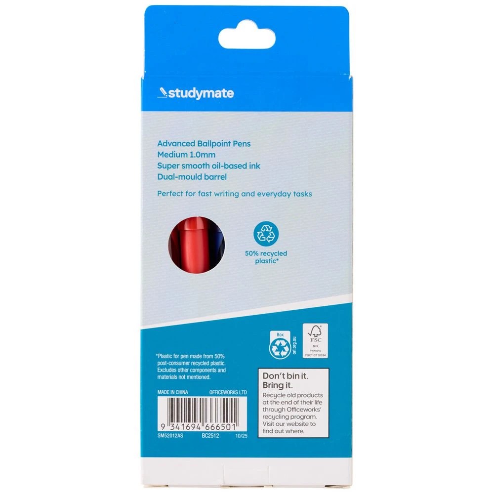3 Studymate 1mm Semi-Gel Capped Ballpoint Pen Assorted 12 Pack, 3 of 7