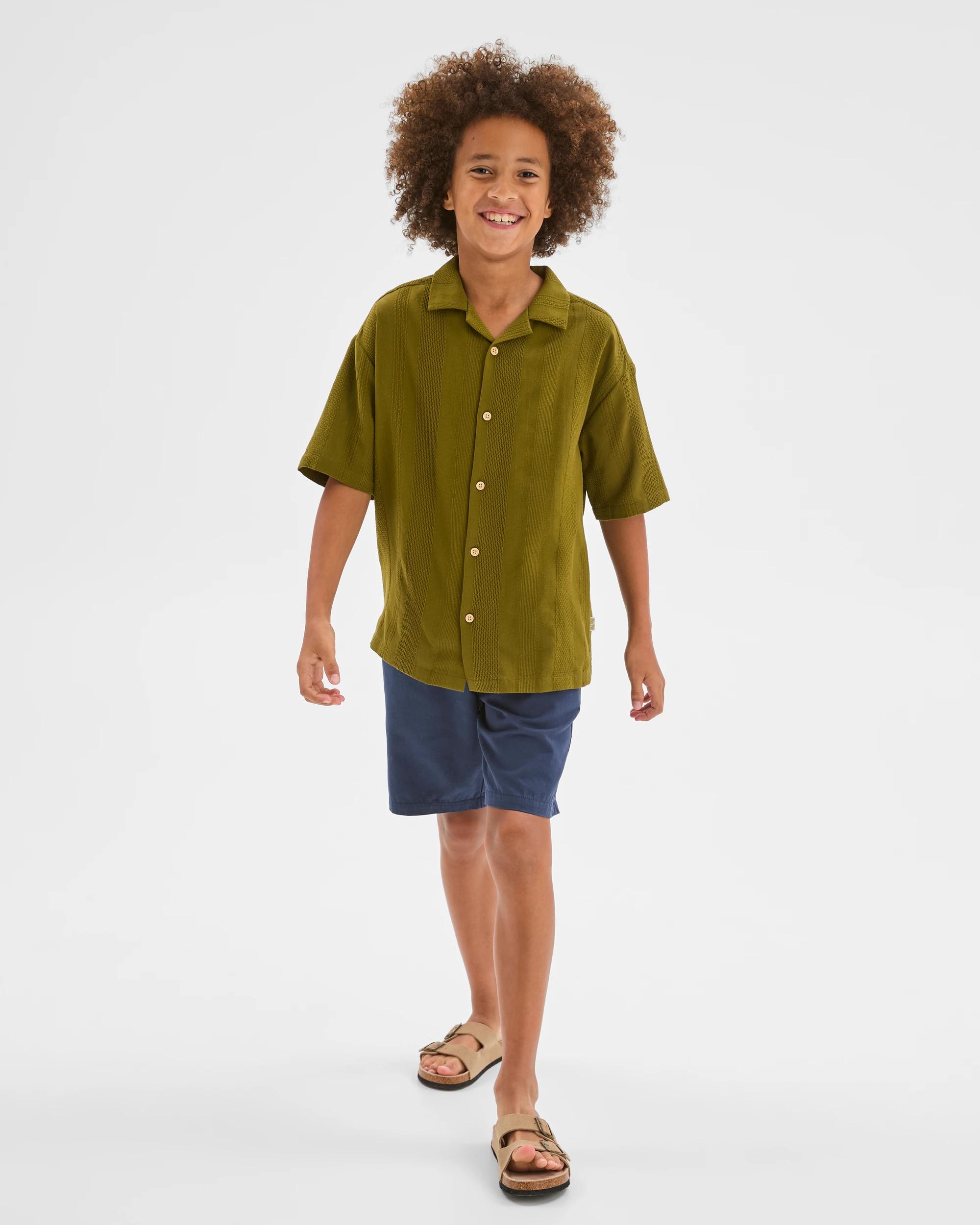 2 Target Kids Australian Cotton Textured Short Sleeve Shirt GREEN, 2 of 7