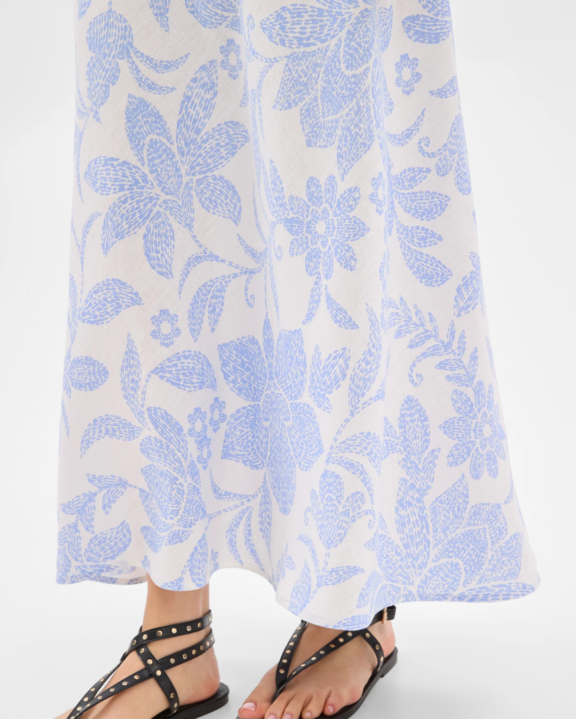 5 Target European Linen Bias Cut Midi Skirt BLUE/WHITE PRINT, 5 of 6