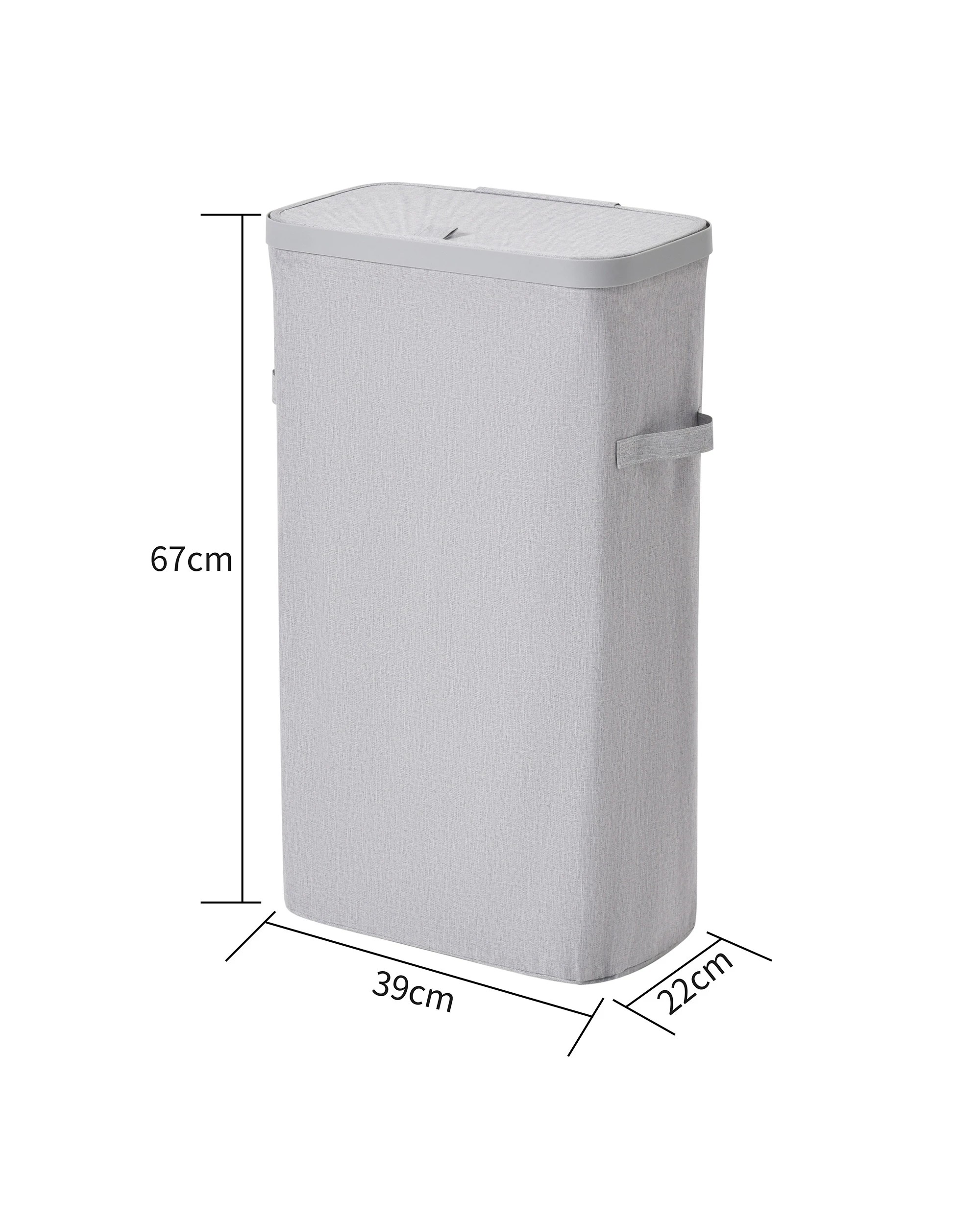 7 Sherwood Voyager Slim Laundry Hamper 40L Faux Linen 22x39x67cm - Grey, 7 of 9