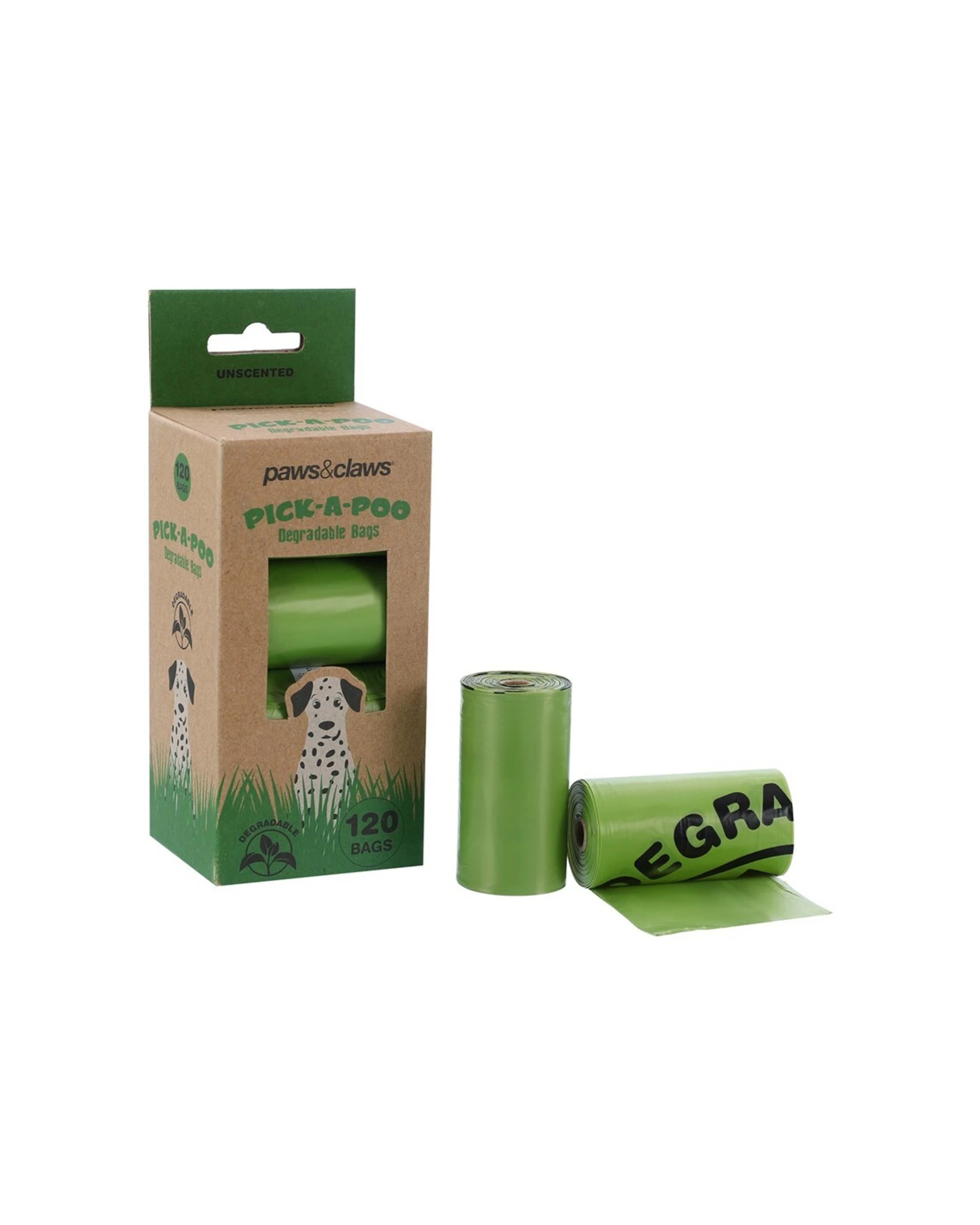 1 Paws And Claws 120pc Unscented Degradable Dog Waste Bags Eco Waste Bags Pack - 8 Rolls 22cm X 32cm Size
 - Green, 1 of 3