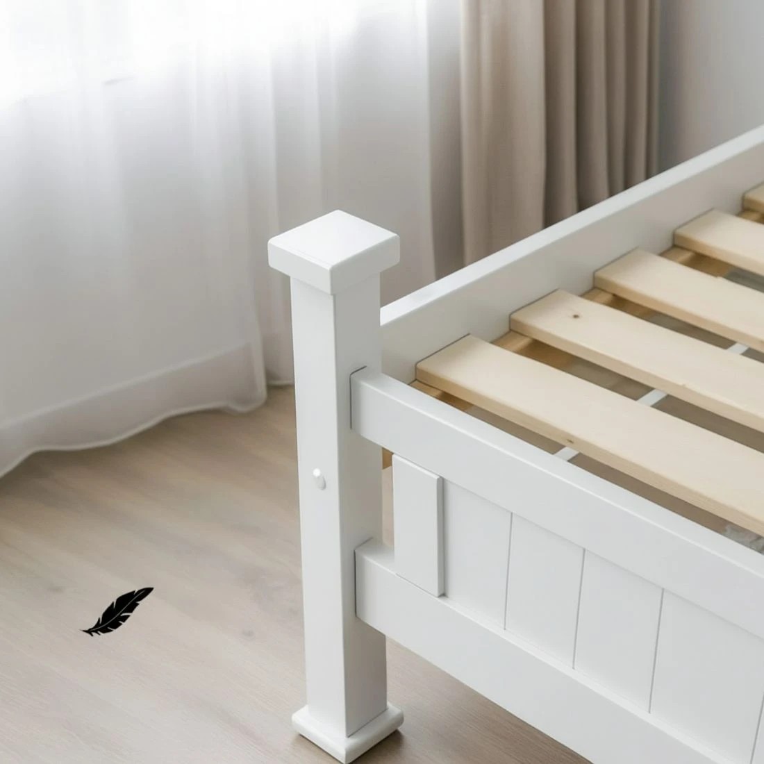 5 Artiss King Single Bed Frame and Bedside Table - White, 5 of 7