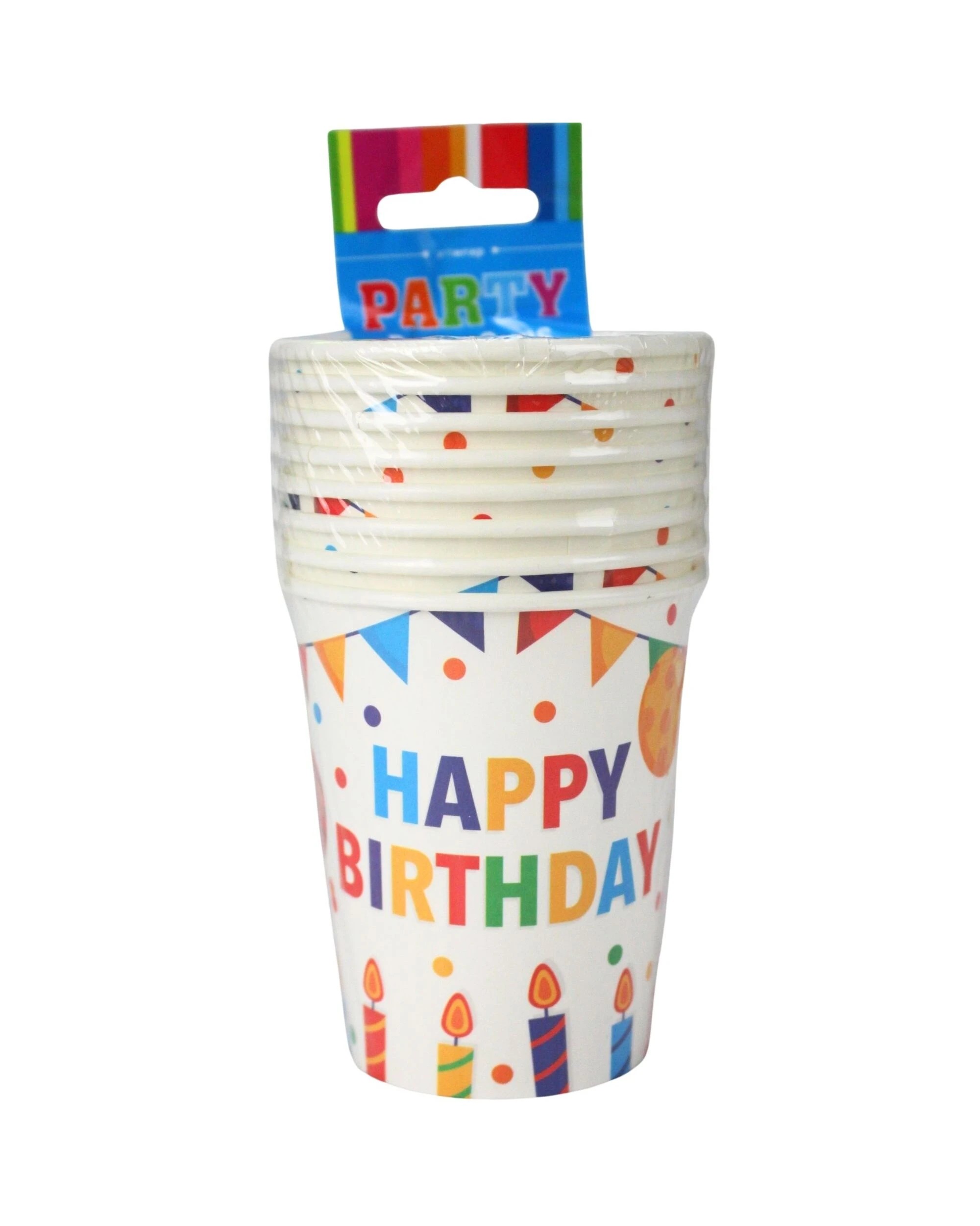 3 Design Group Happy Birthday Paper Cups 270ml Pack of 8 - Multi, 3 of 3