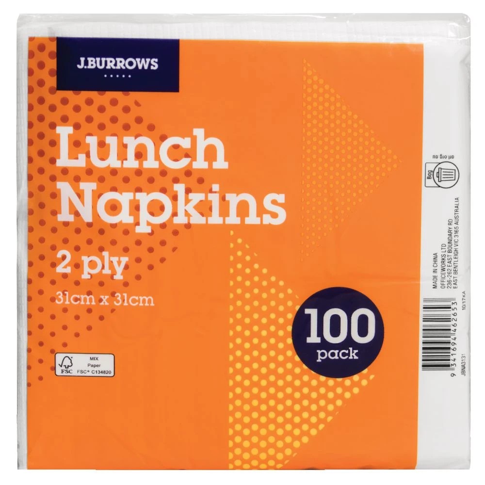 2 J.Burrows Lunch Napkins 2 Ply 100 Pack, 2 of 4