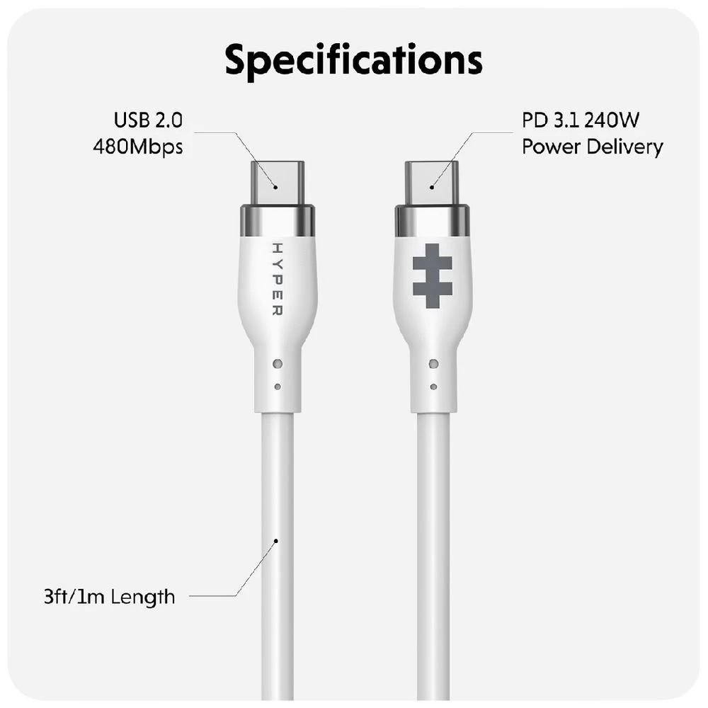 7 HyperJuice USB-C Cable 240W 1m White, 7 of 7