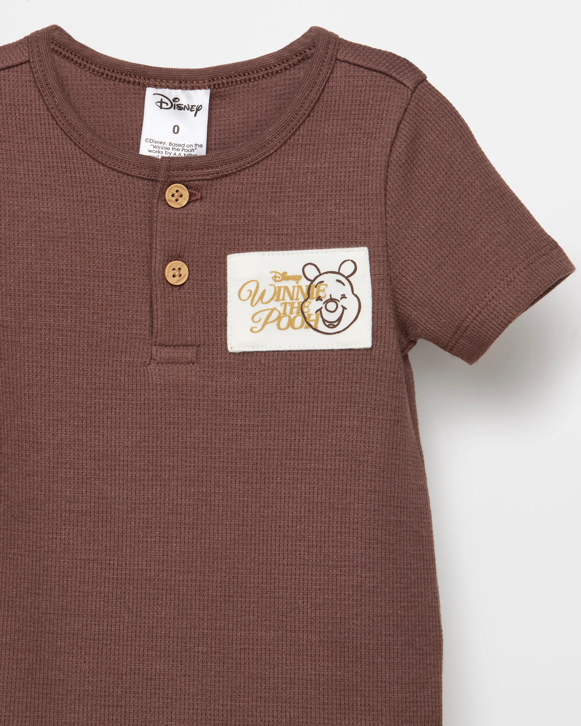 2 Baby Disney Organic Cotton Waffle Bodysuit And Shorts 2 Piece Set WINNIE THE POOH, 2 of 3