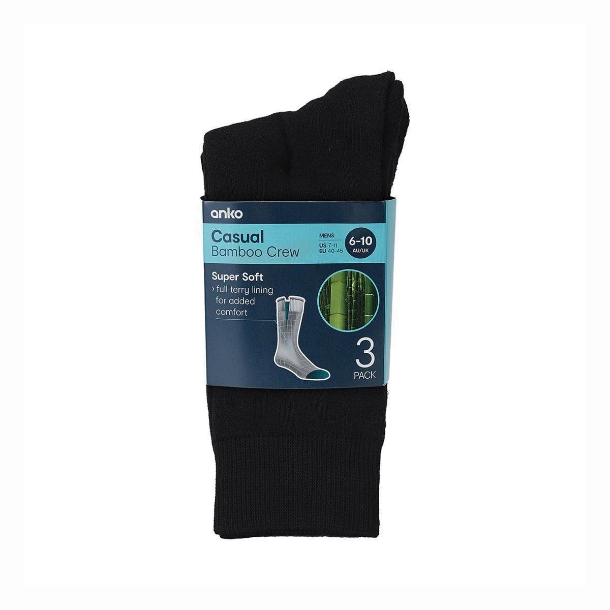 3 3 Pack Bamboo Casual Socks BLACK, 3 of 3
