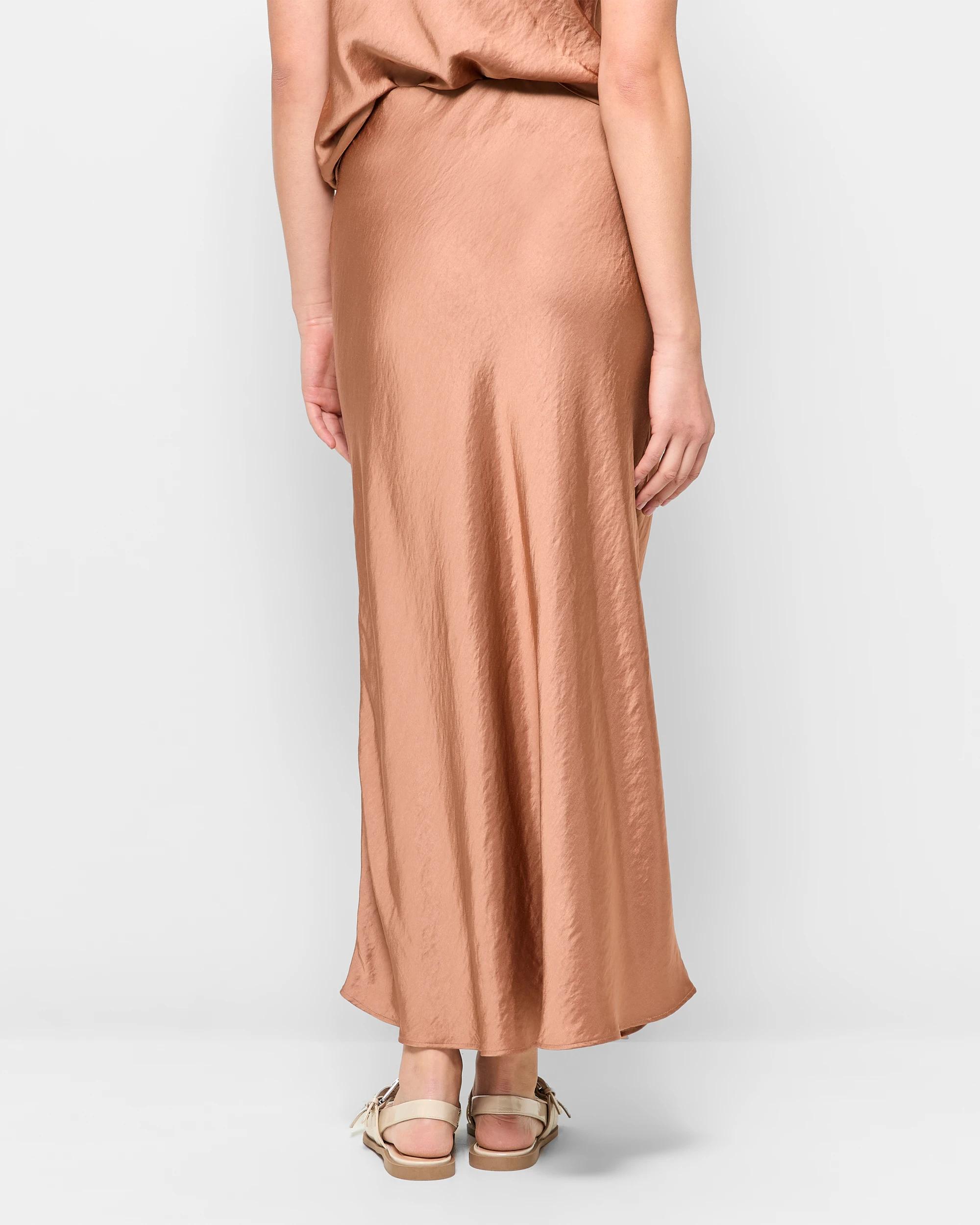 4 Crushed Satin Midi Skirt - Preview TAWNY BROWN, 4 of 5