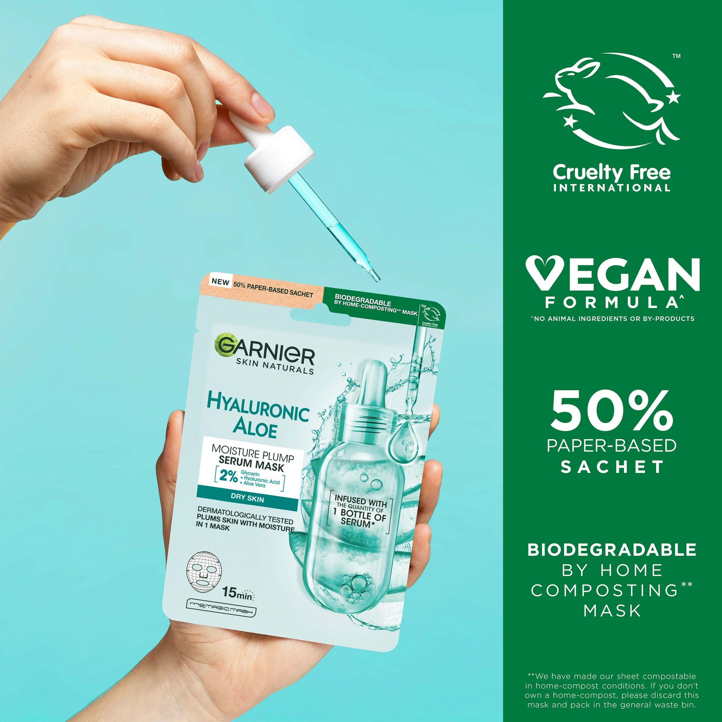 6 Garnier Skin Naturals Hyaluronic Aloe Serum Sheet Mask - Hyaluronic Acid and Organic Aloe Vera, 6 of 6