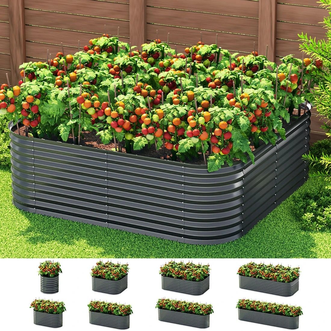 6 Green Fingers Garden Bed 9 In 1 Modular Planter Box 56CM height - Grey, 6 of 6