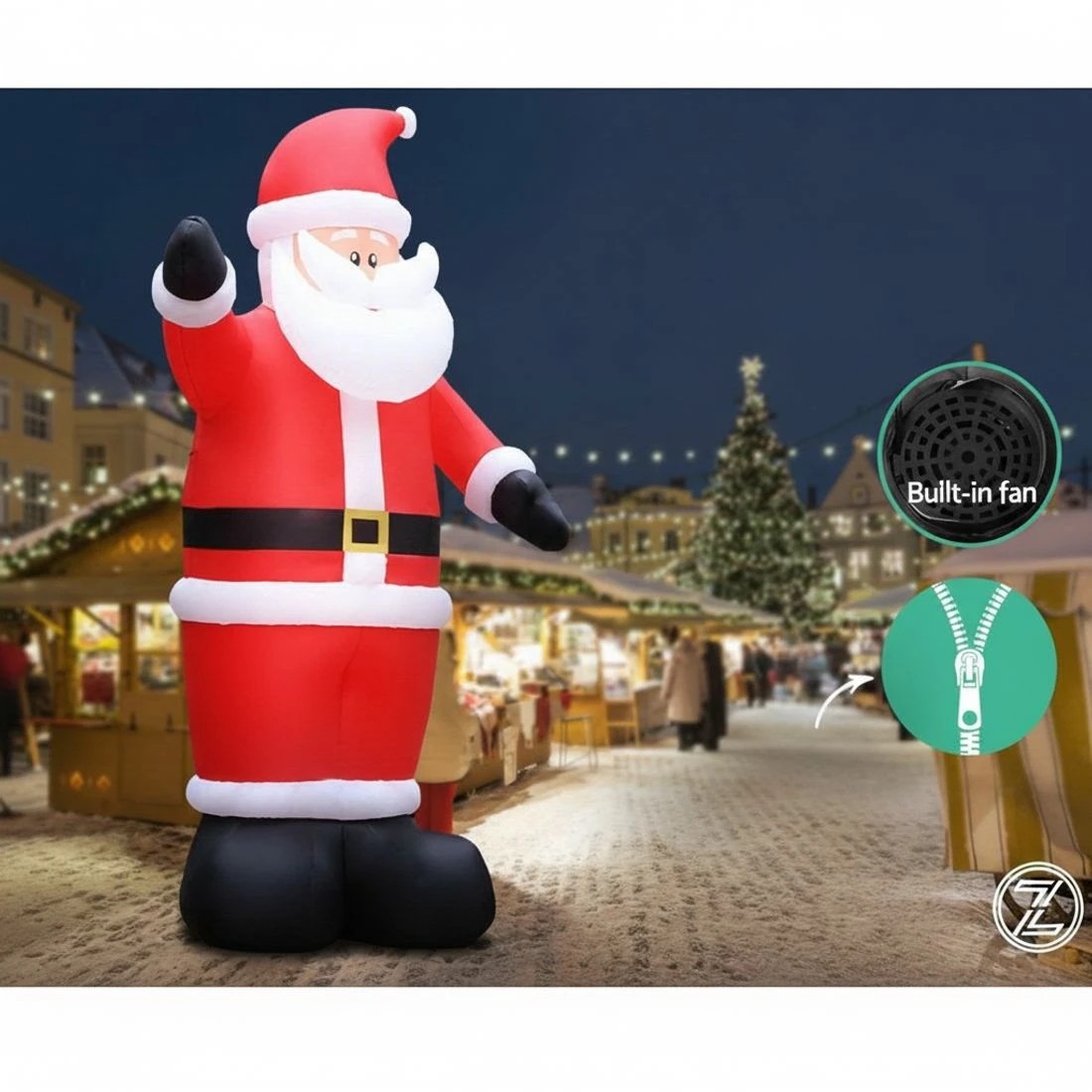 5 Jingle Jollys Christmas Inflatable Santa 5M Illuminated Decorations - Multi, 5 of 6