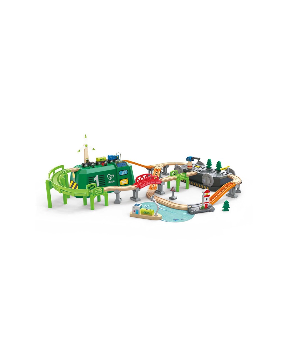 Hape Train Bucket Set Renewable Energy Solar Wind Powered Railway Kids ...