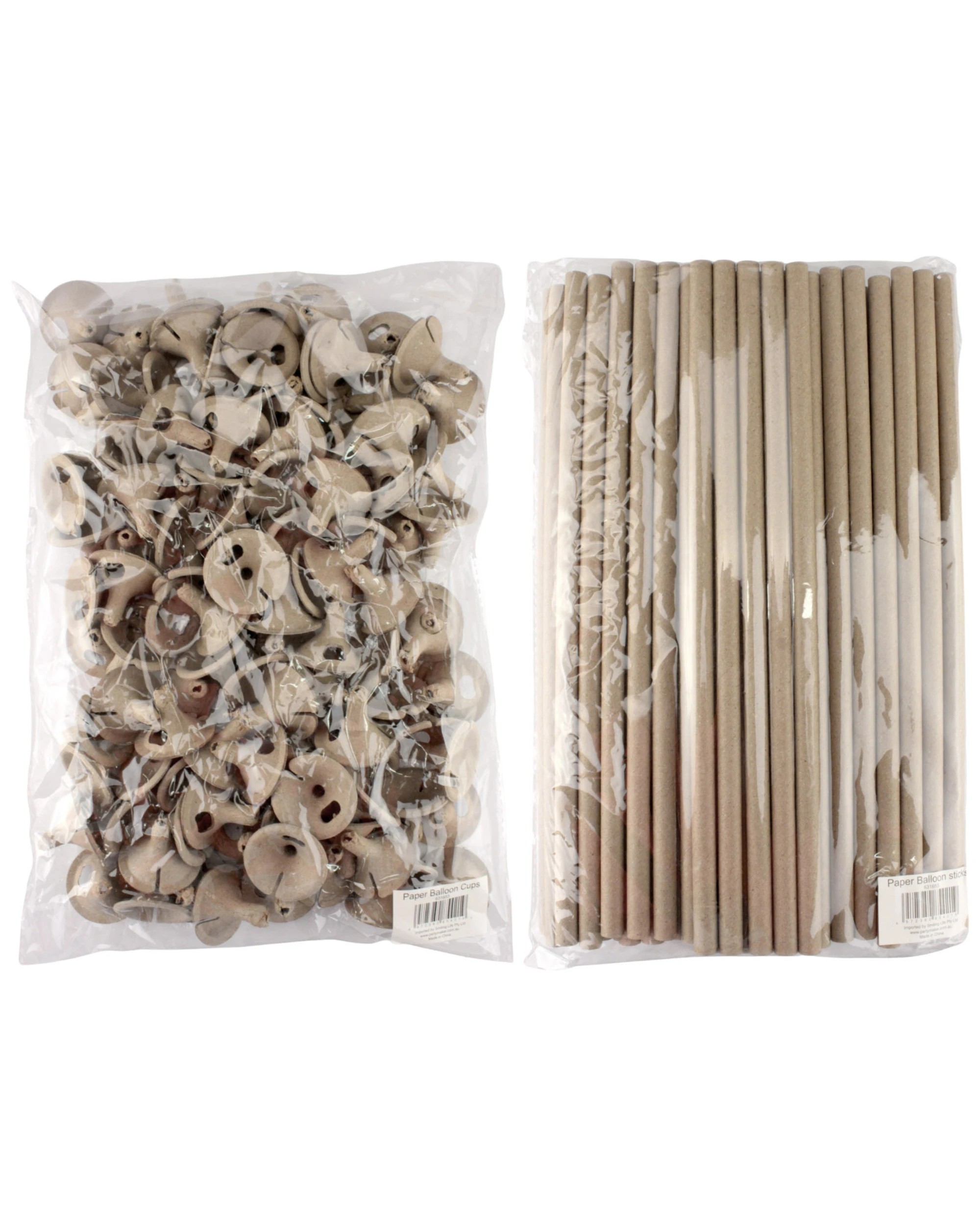 3 Party Maker Paper Balloon Sticks and Cups Bulk Pack of 100 - Brown, 3 of 3