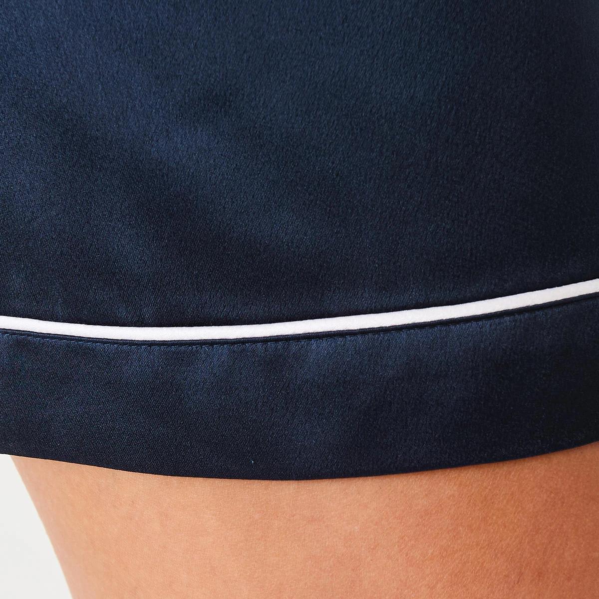 9 Short Sleeve Top and Shorts Satin Pyjama Set DEEP NAVY, 9 of 10