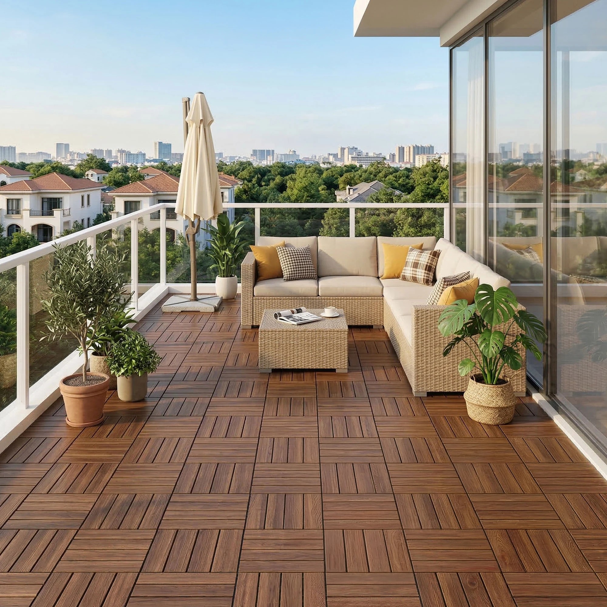 3 Gardeon 27PCS Wood Deck Tiles 30x30cm Interlocking Floor Tiles for Patio Balcony - Natural, 3 of 7