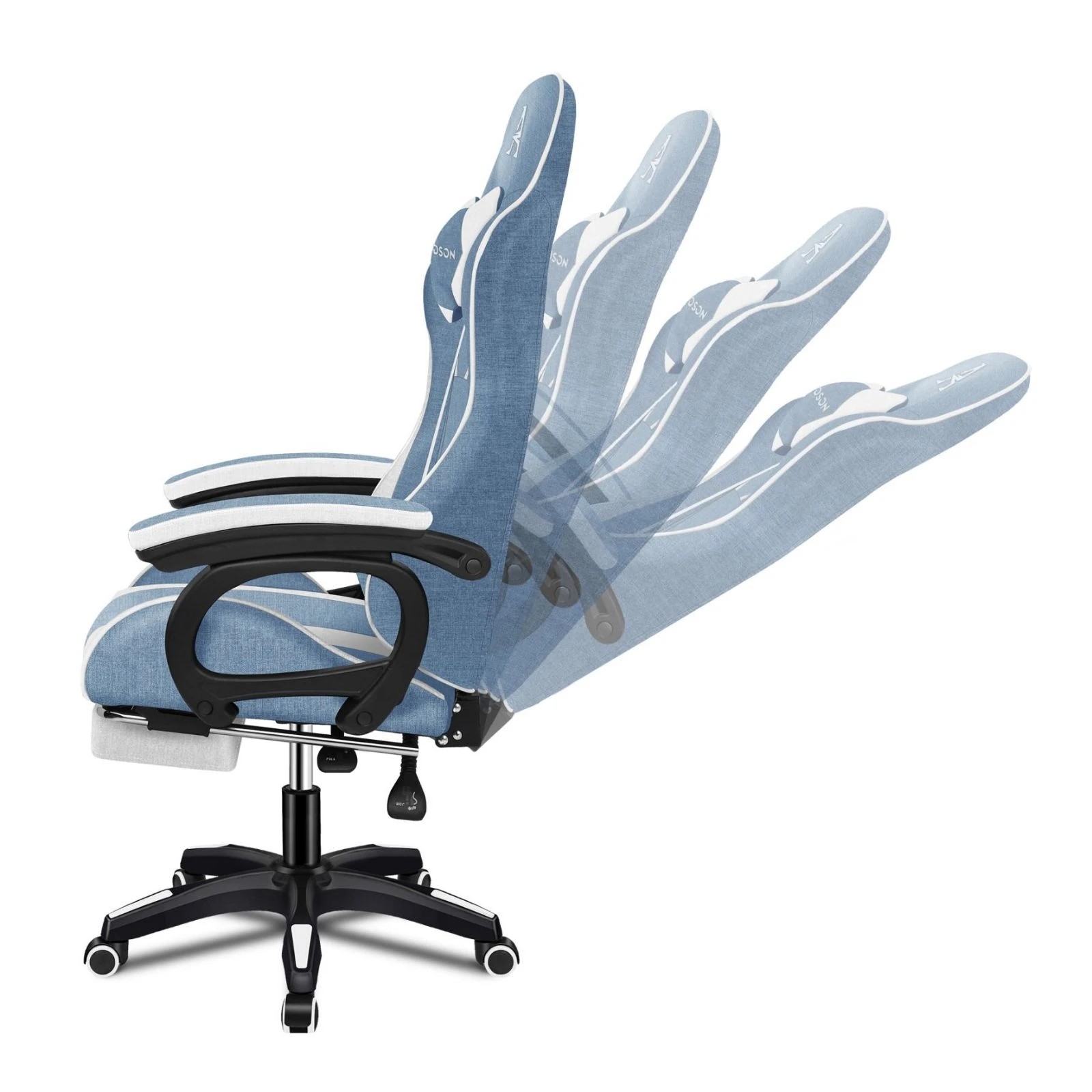 5 Alfordson Gaming Chair Office Massage Racing Computer Seat Fabric Footrest - White, 5 of 10