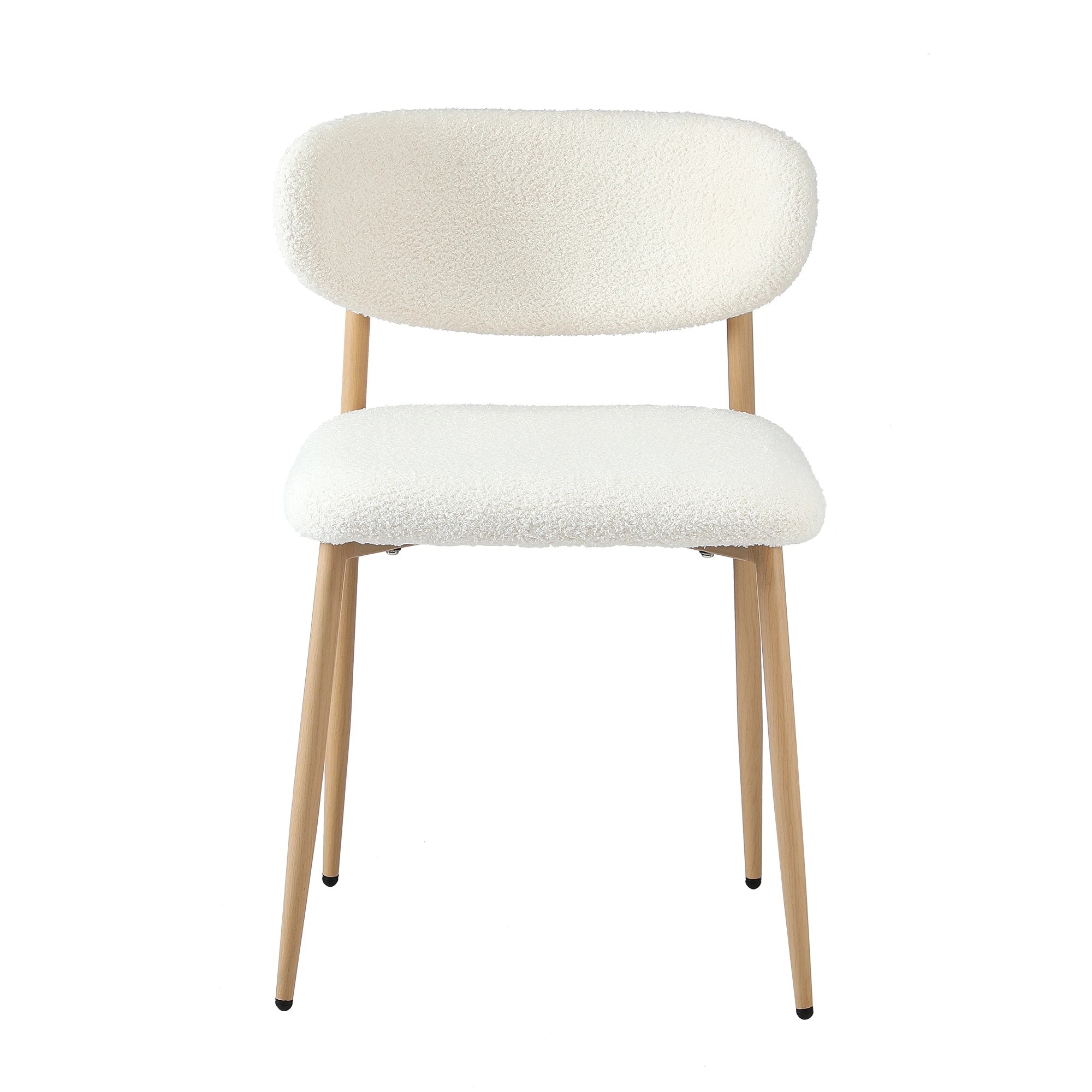 10 Oikiture 2x Dining Chairs Kitchen Chair Cafe Lounge Chair Boucle Timber-look Legs
 - White, 10 of 10