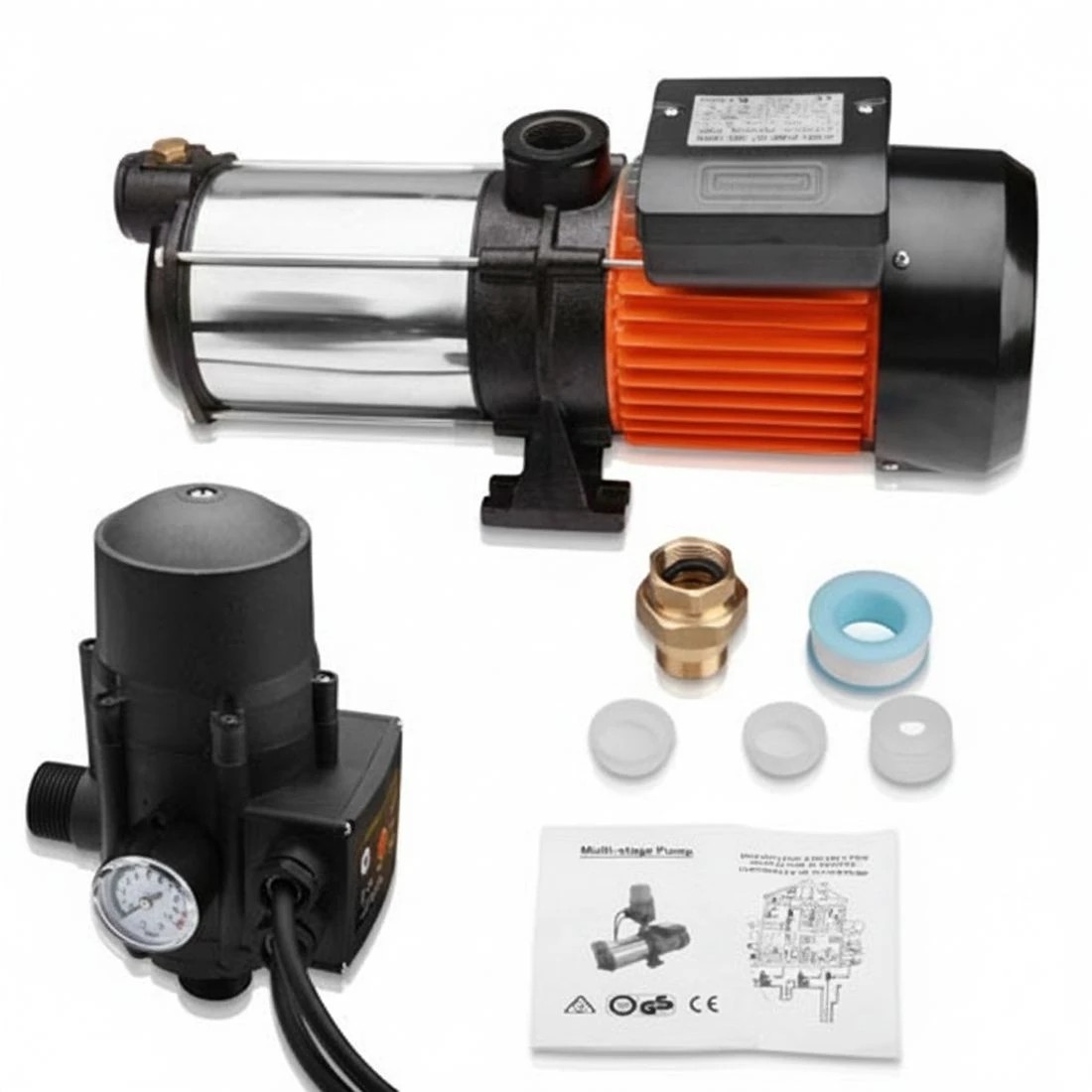 4 Giantz 1800W 5-Stage Garden Water Pump, High Pressure Automatic Booster Pump for Rain Tank Transfer, Farm Lawn - Orange, 4 of 5