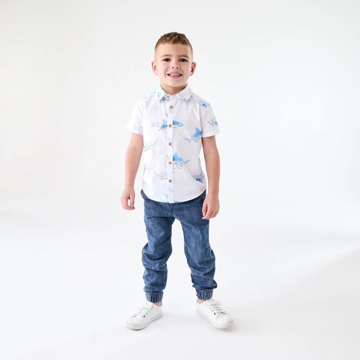 5 Short Sleeve Print Shirt CUTE SHARKS SNOW WHITE, 5 of 6