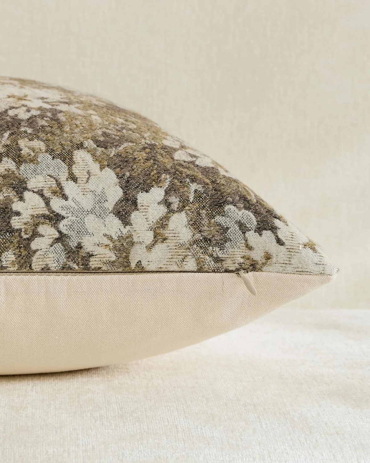 3 Gioia Casa 2-Pack Vintage Botanical Chenille Cushion Covers 30cm x 50cm - Beige, 3 of 3