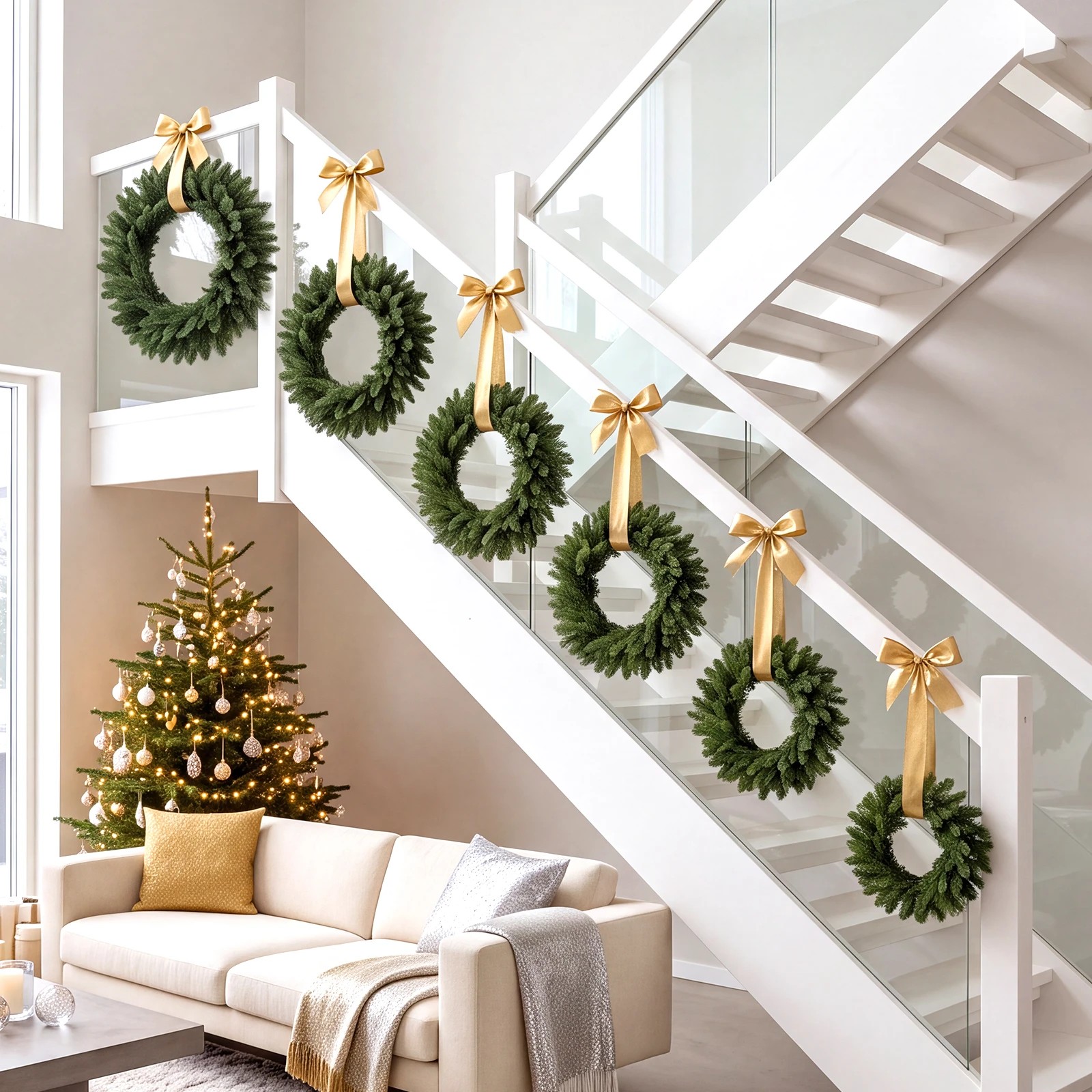 3 Costway Artificial Christmas Wreaths Set of 6 Unlit Greenery Christmas Decoration, 3 of 6