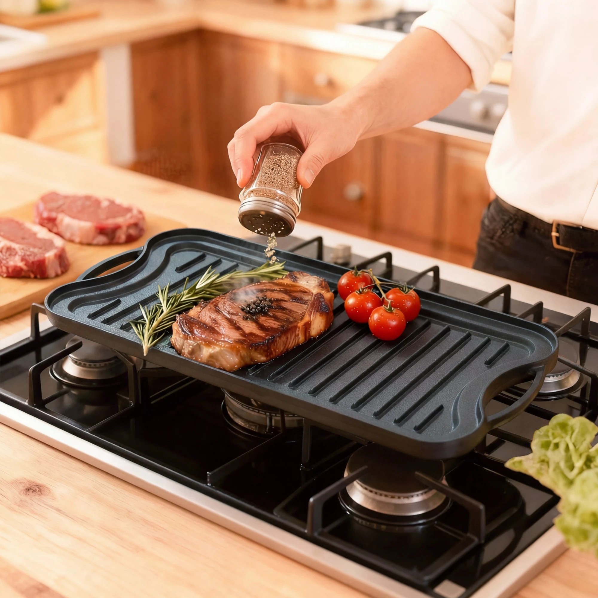 8 Toque 50.5cm Reversible Griddle Pan, 8 of 9