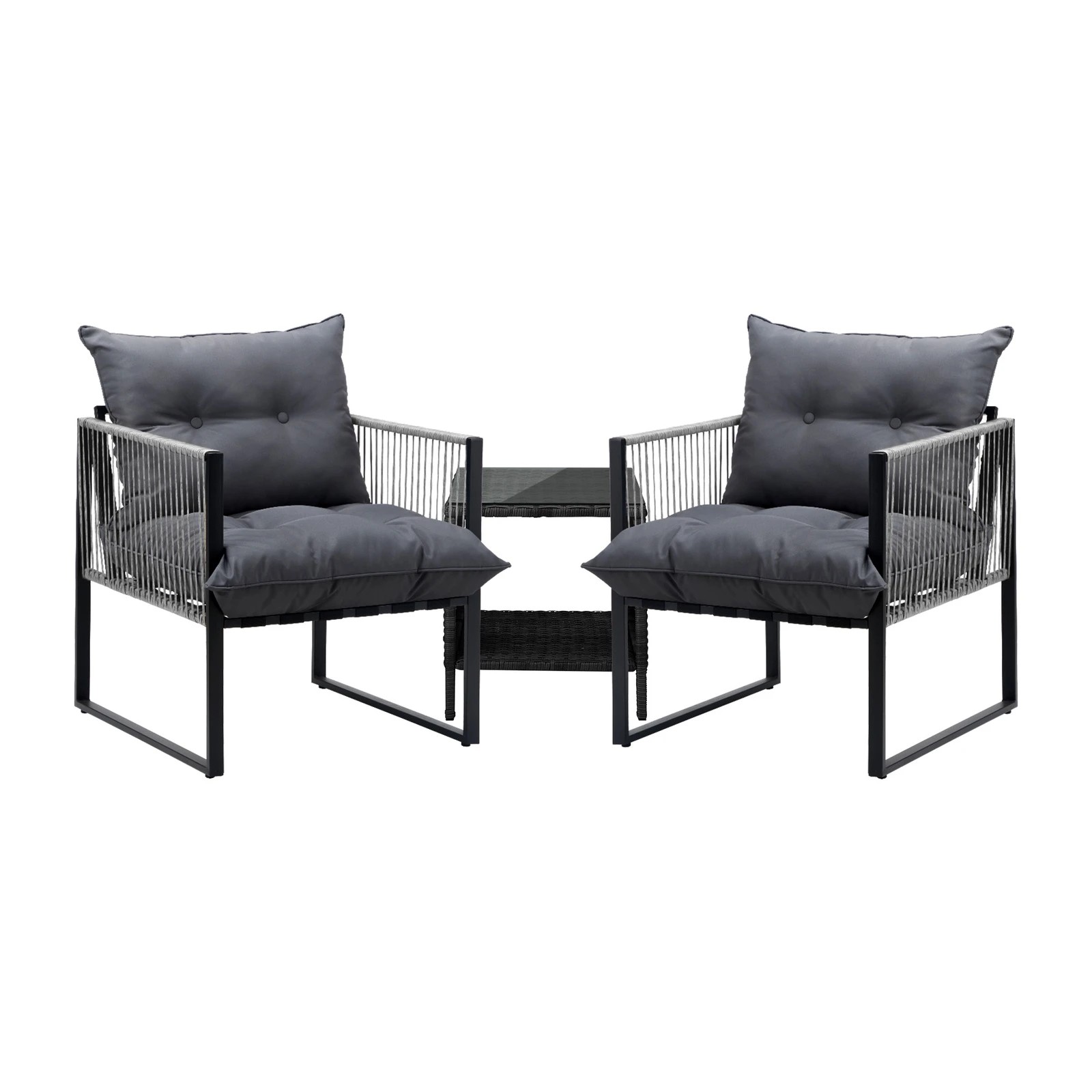 6 Livsip 3PCS Outdoor Patio Set Wicker Furniture Dining Table Chairs Setting - Multi, 6 of 9