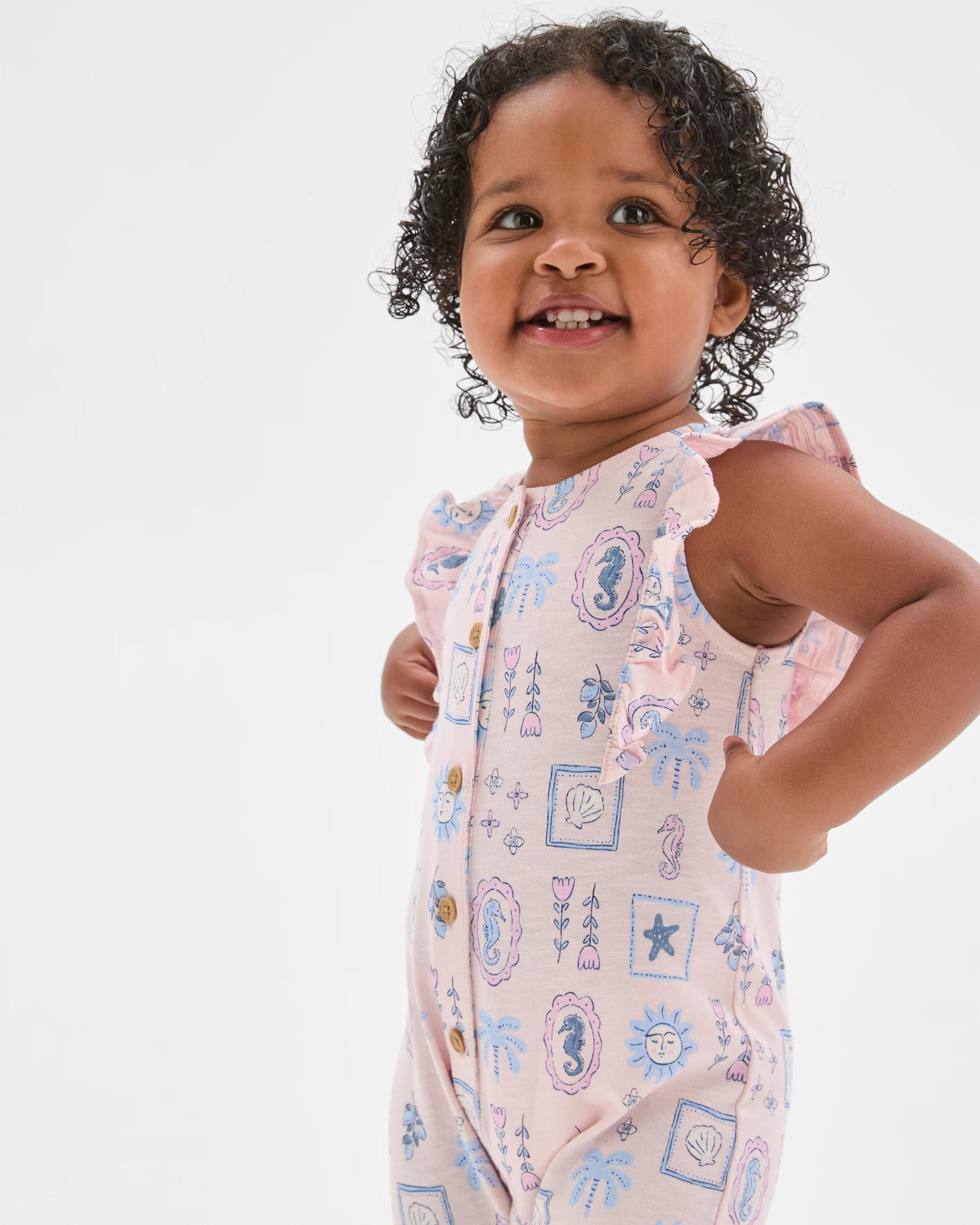 2 Target Baby Baby Girls Organic Cotton Jersey Print Jumpsuit PINK, 2 of 5