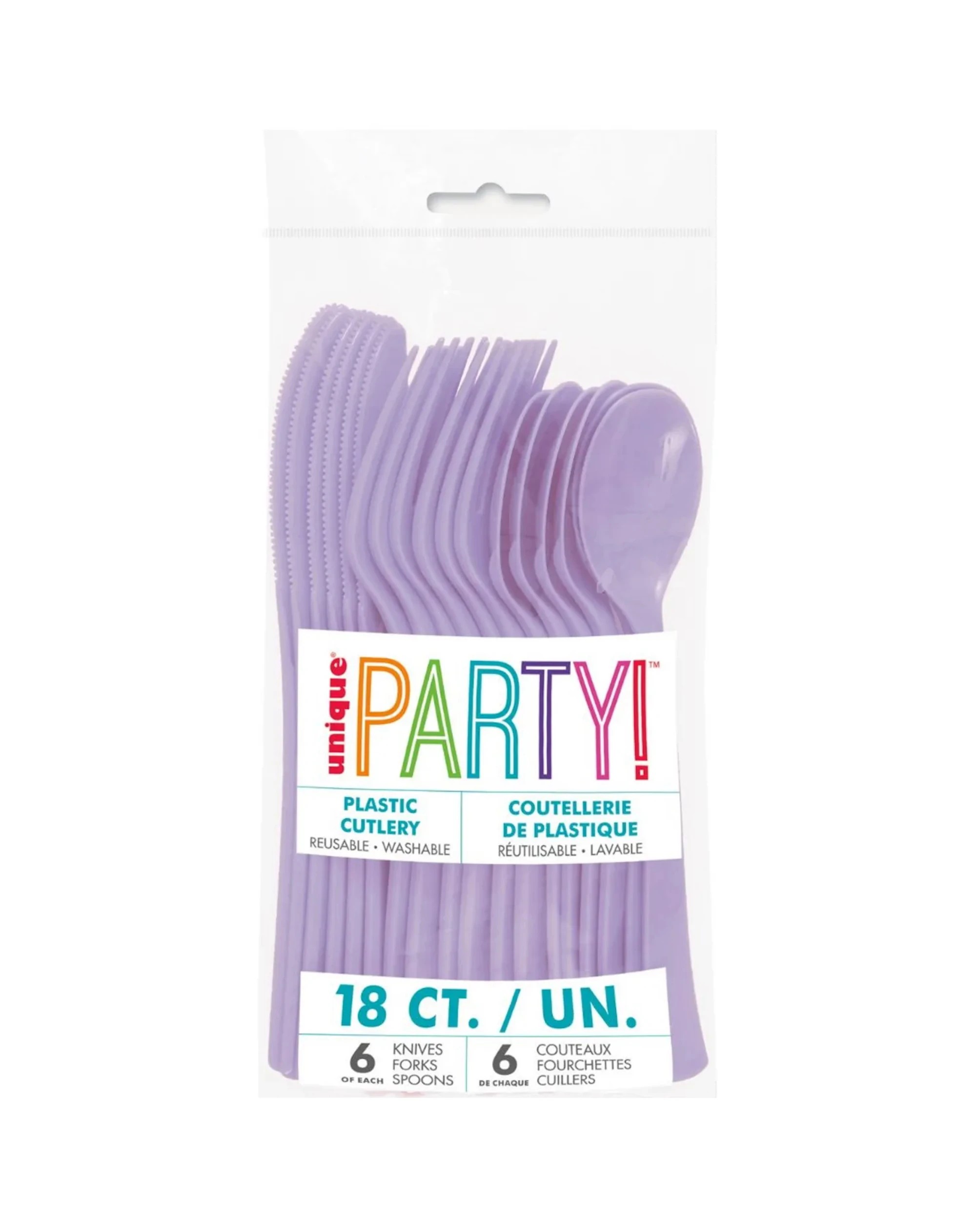 2 Unique Lavender Reusable Plastic Cutlery Pack of 18 - Lavender, 2 of 2
