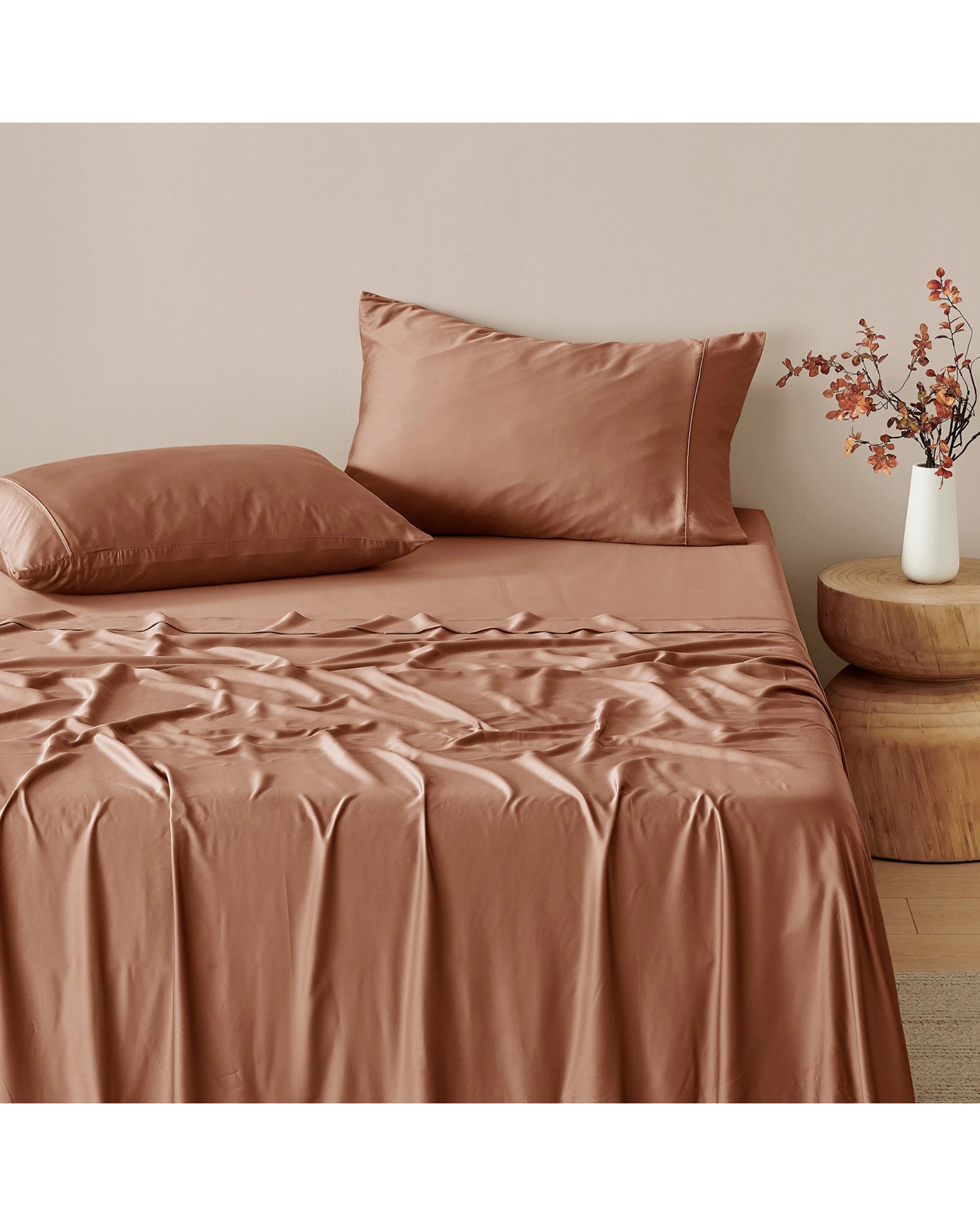 1 Natural Home 400TC 100% Bamboo Sateen Sheet Set - Double Bed - Earth, 1 of 6