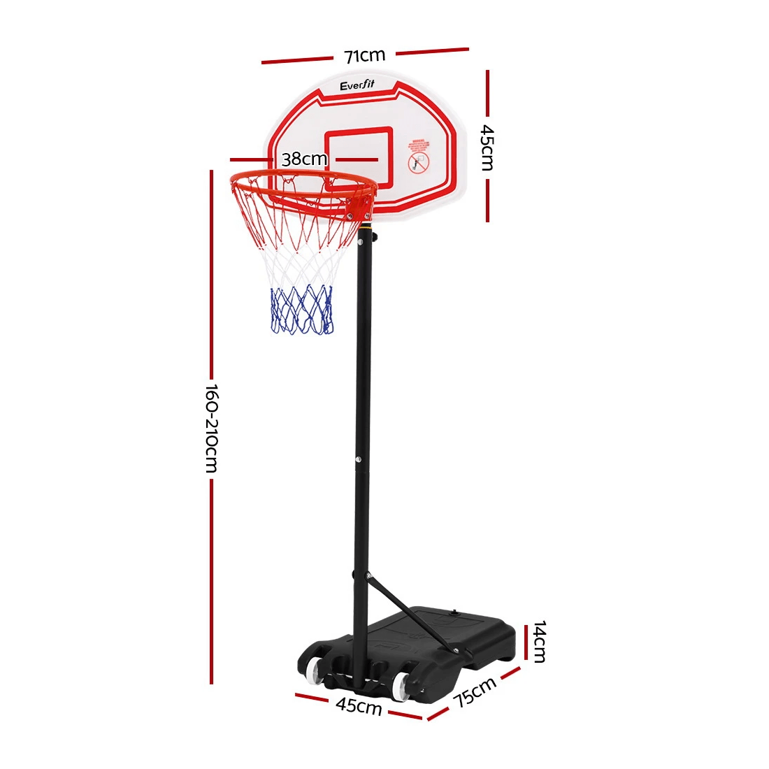 2 Everfit 2.1M Basketball Hoop Stand System Adjustable Portable Pro Kids - Multi, 2 of 2