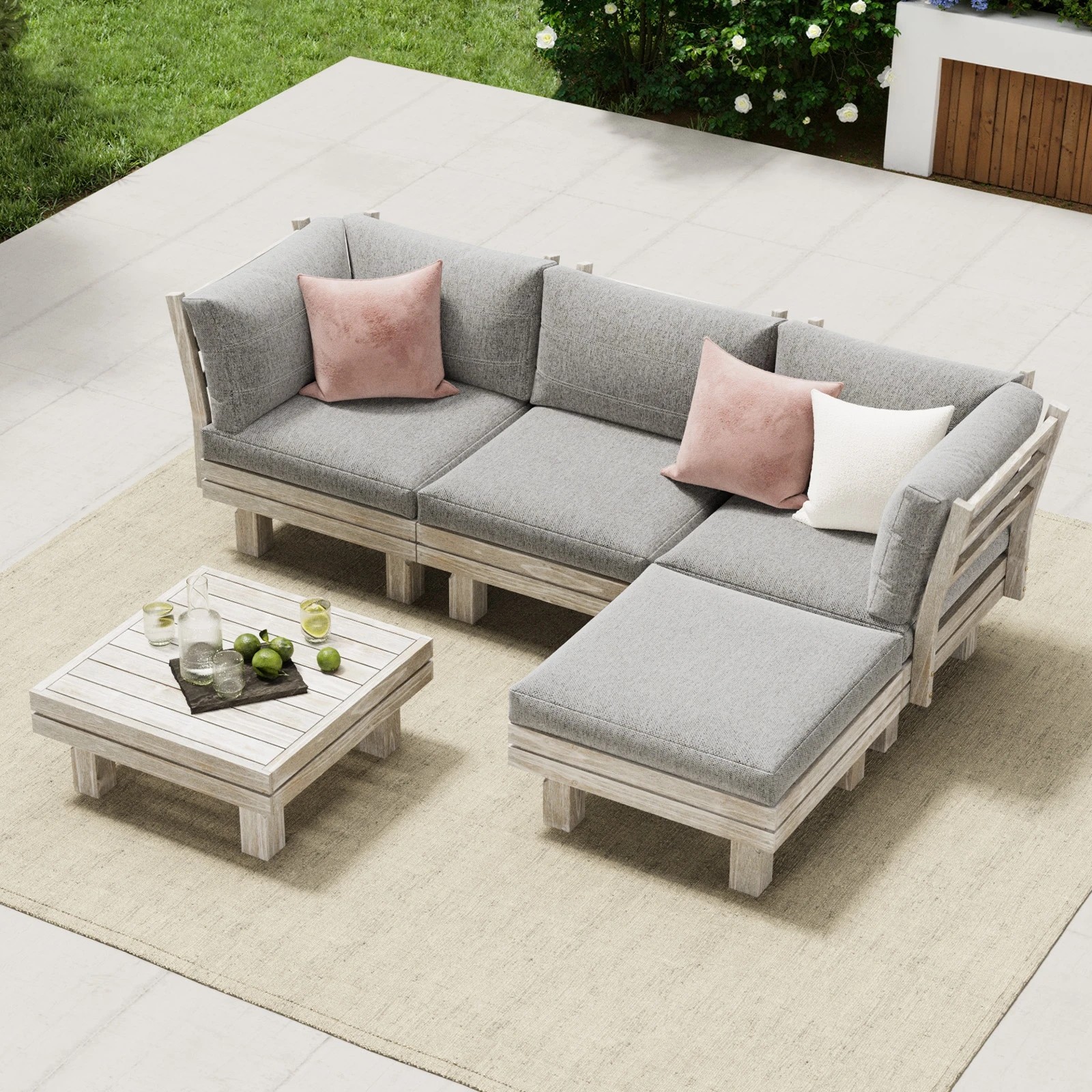 3 Livsip 4 Seater Outdoor Sofa Set Lounge Setting Table Chair - Beige, 3 of 9
