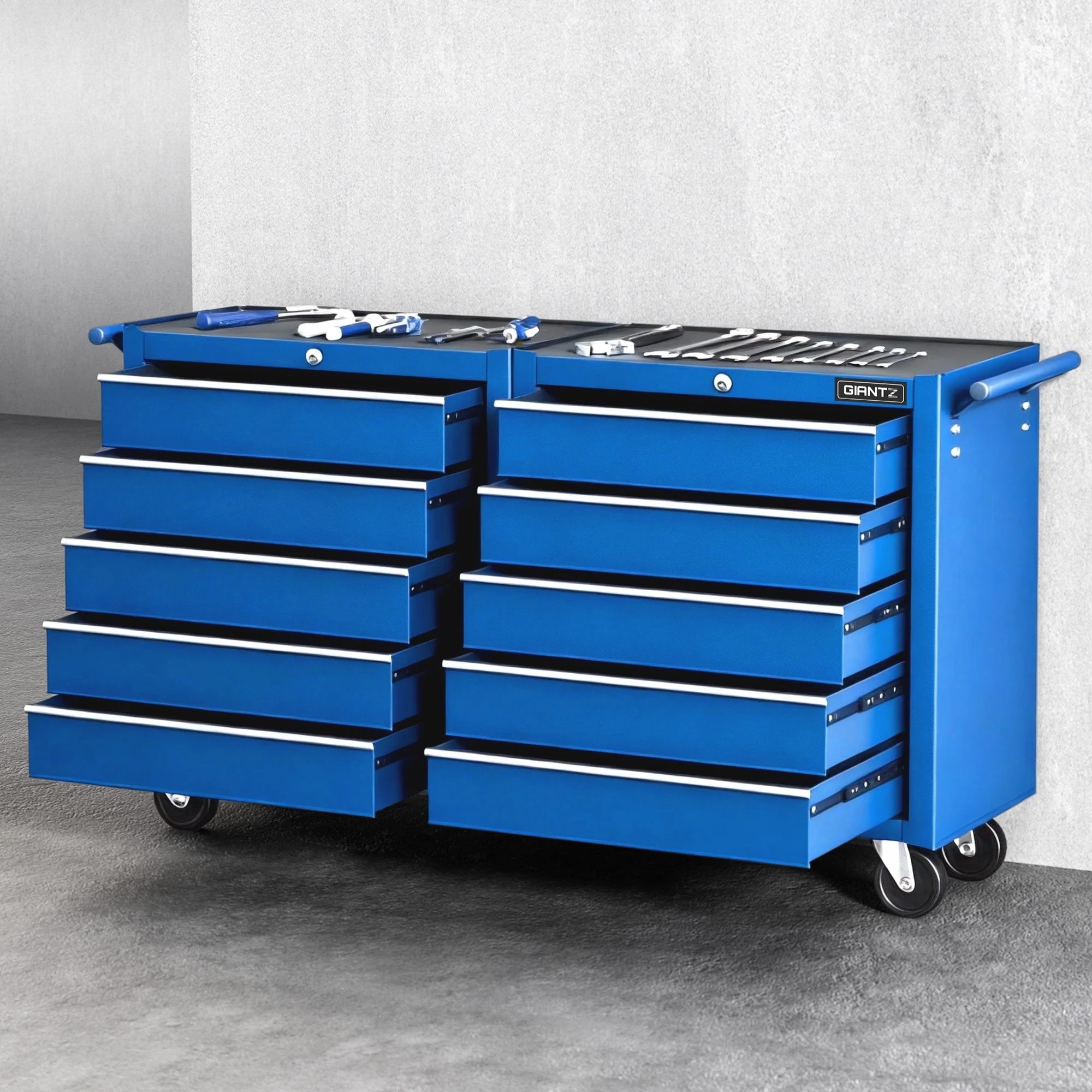 7 Giantz Tool Chest Trolley 10 Drawers Toolbox Storage - Blue, 7 of 7