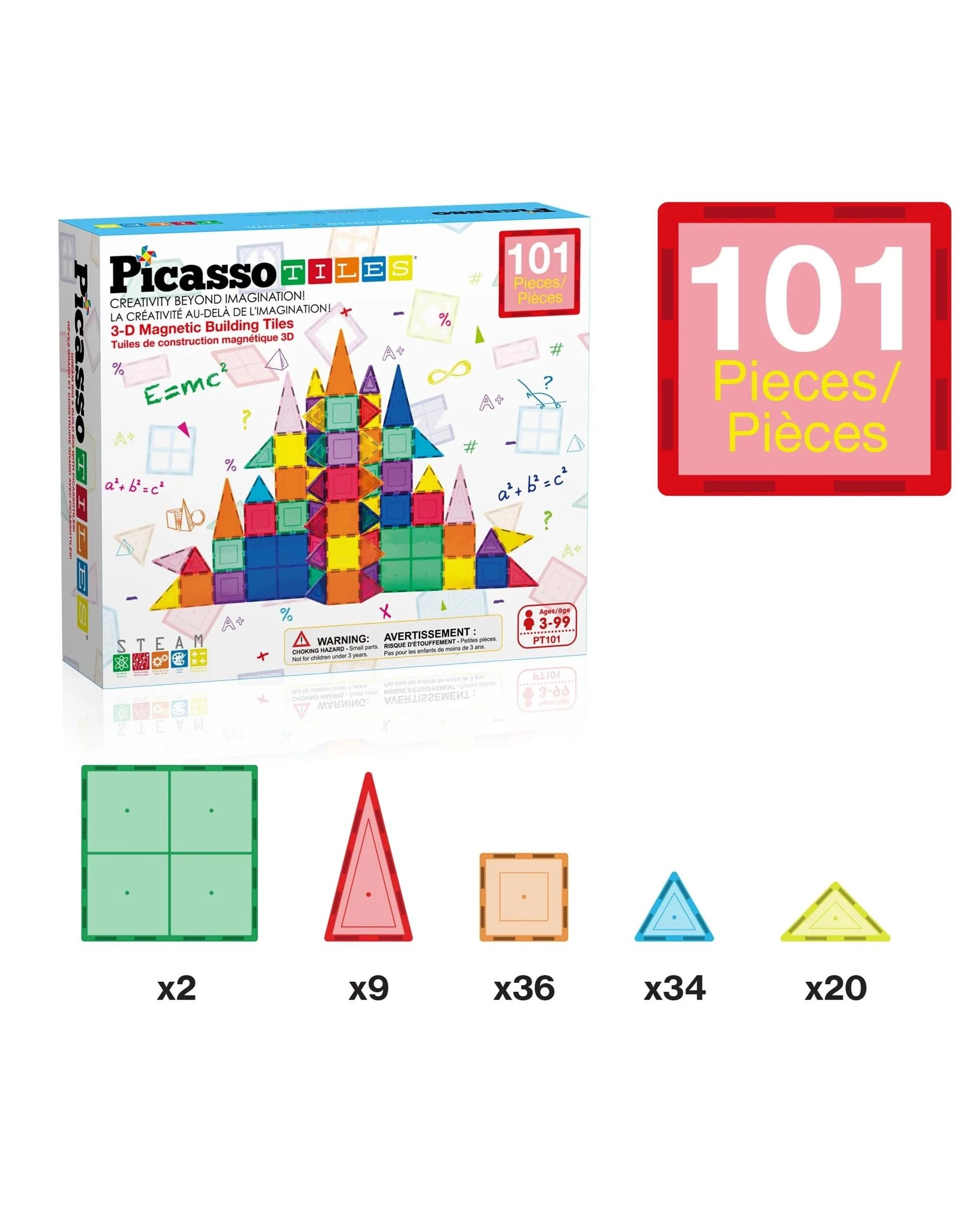 3 PicassoTiles Magnetic Tile Classic Building Set 101 Pieces, 3 of 9