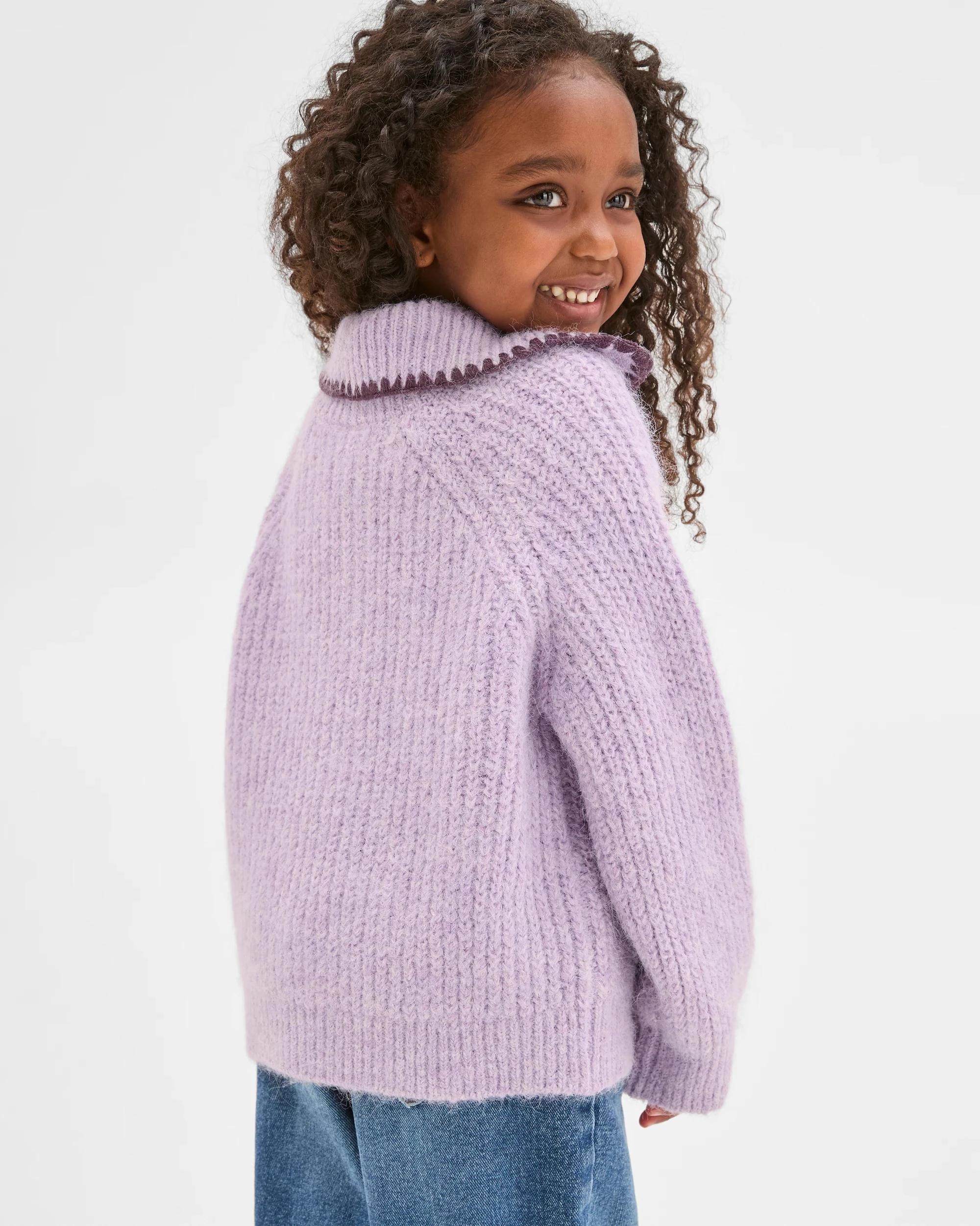 4 Target Kids Long Sleeve Blanket Stitch Cardigan PURPLE, 4 of 8