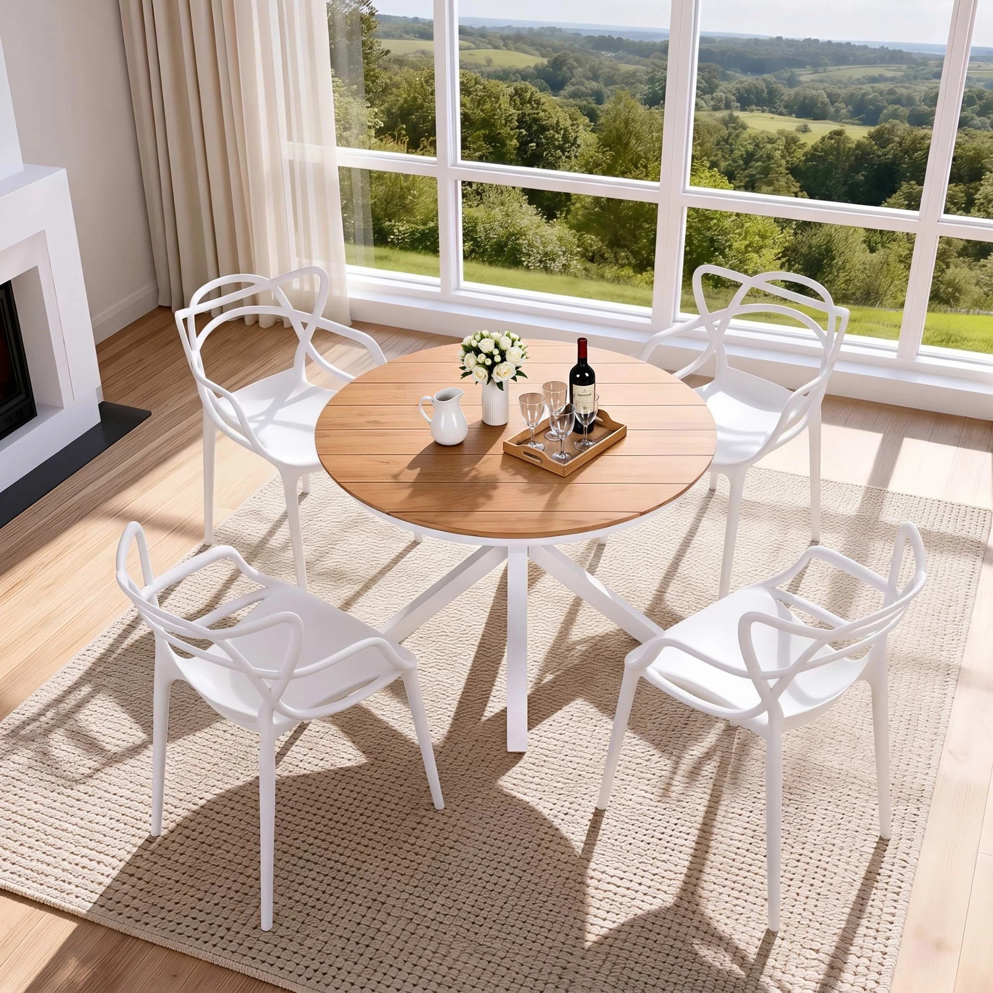 7 Gardeon 5PCS Outdoor Dining Set Table and Chairs Patio Garden Furniture Entwine - White, 7 of 8
