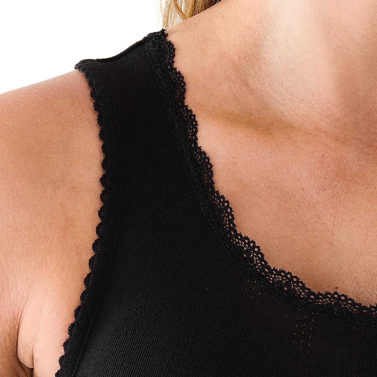 5 2 Pack Pointelle Thermal Vests Black, 5 of 10