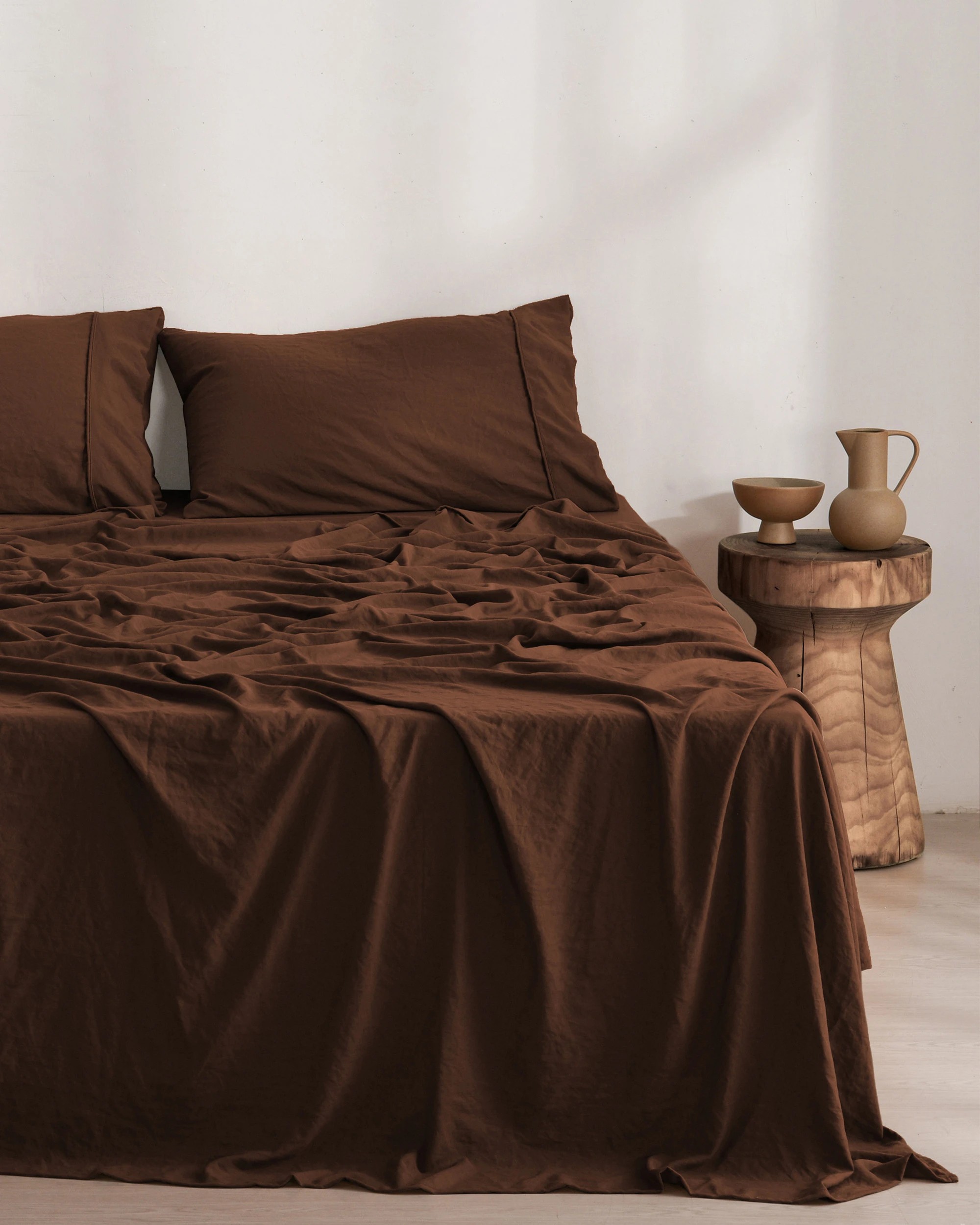 1 Dreamaker Superfine Washed Microfibre Sheet Set - Super King Bed - Chocolate, 1 of 10