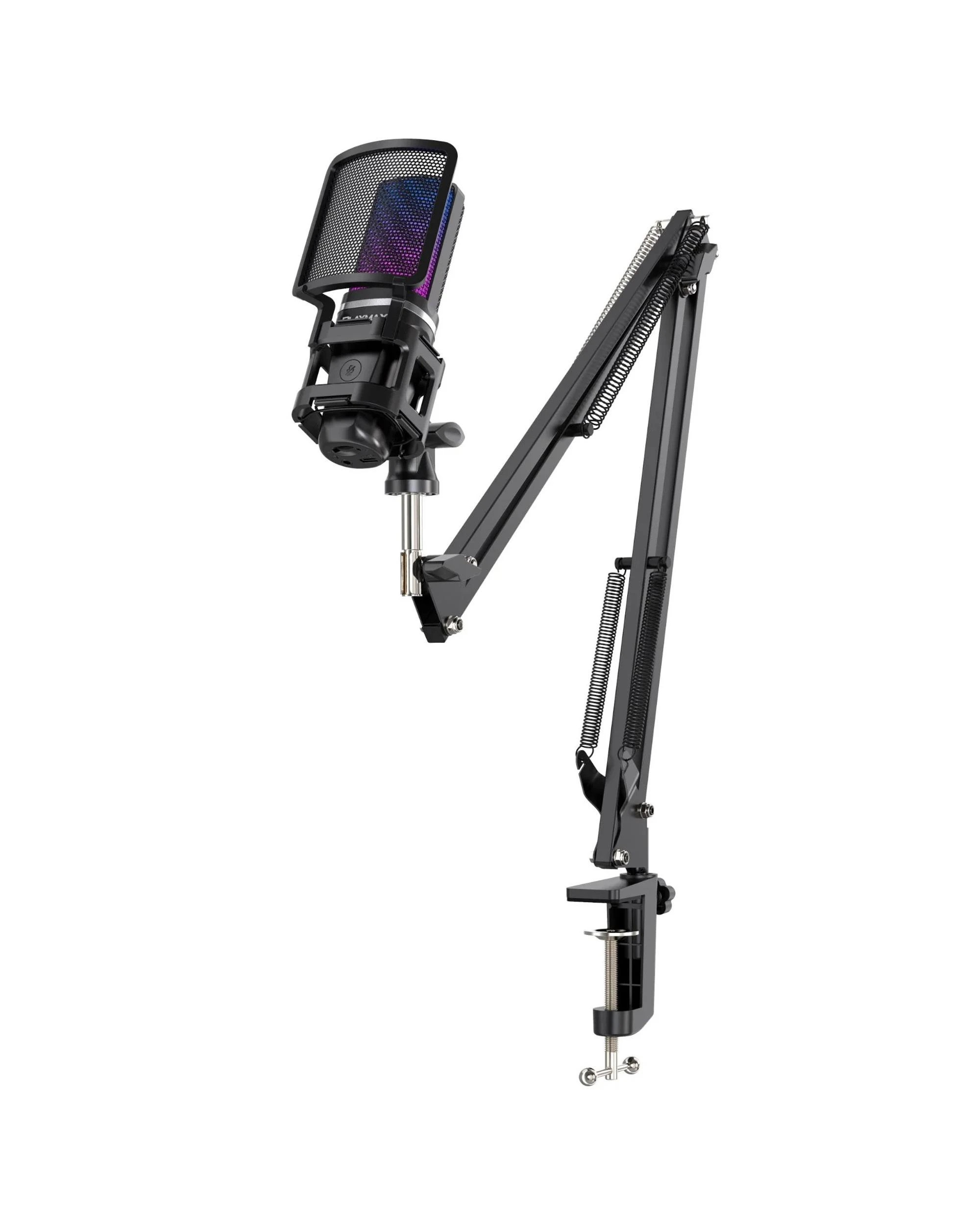 1 Playmax RGB Black Microphone with Arm and Tripod - Black, 1 of 9