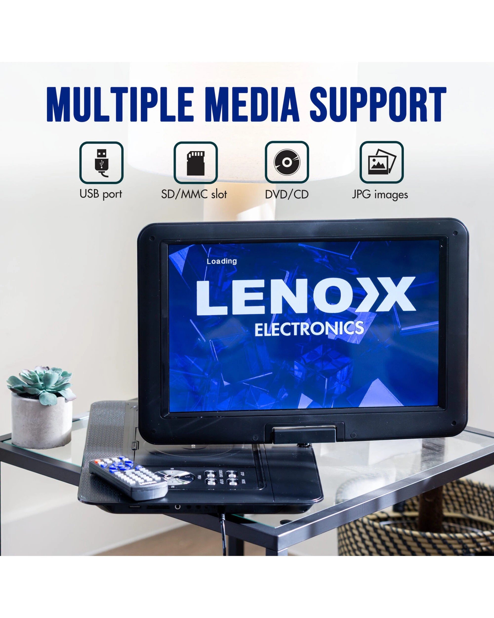 4 Lenoxx 15.4" Swivel Portable Dvd Player & Screen, Rechargeable Entertainment, 4 of 7