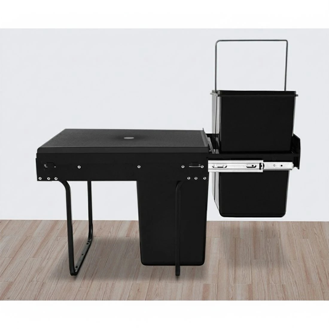 4 Cefito Pull Out Bin Kitchen Double Basket 2X20L - Black, 4 of 5