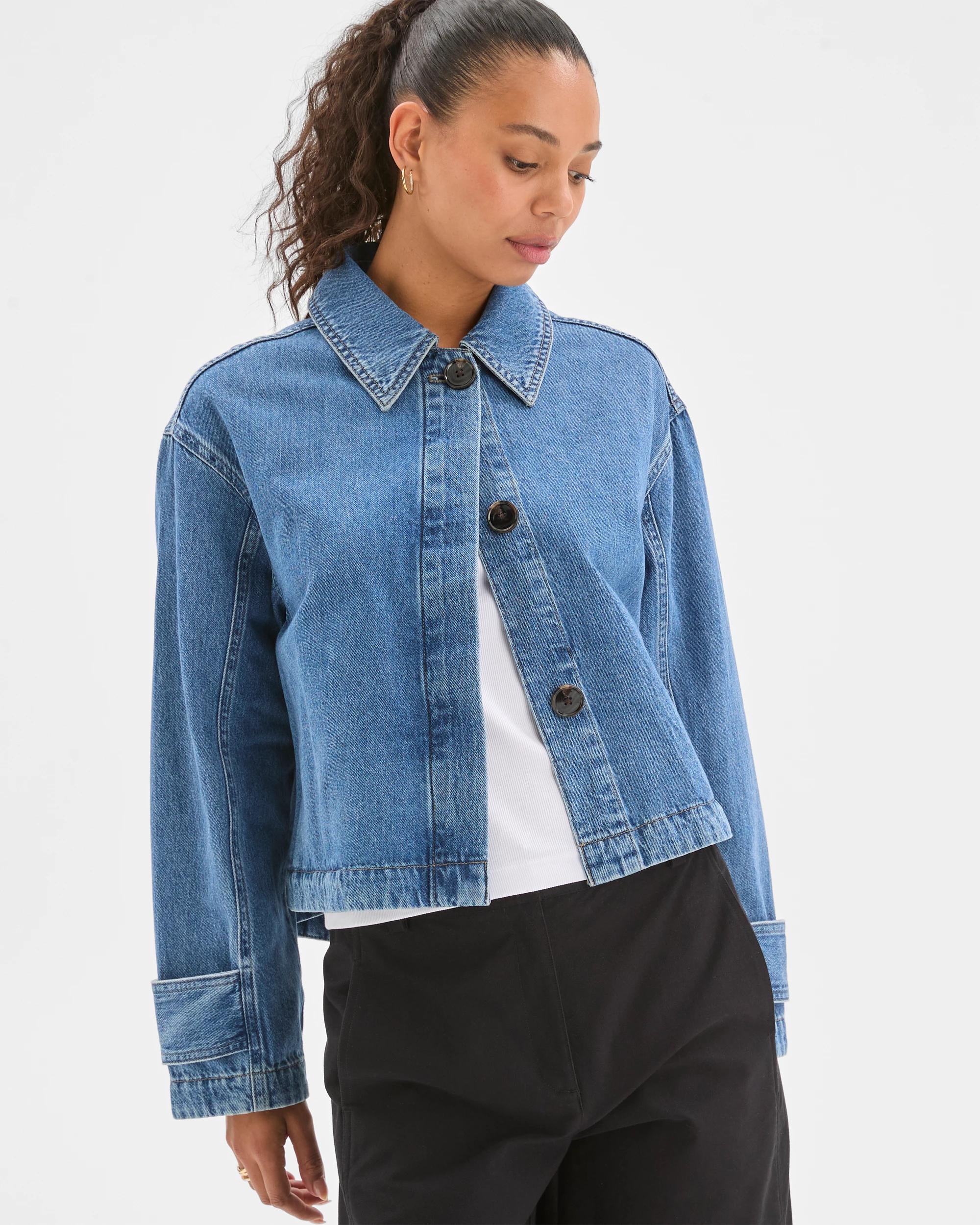 1 Target Denim Shacket MID WORN, 1 of 8