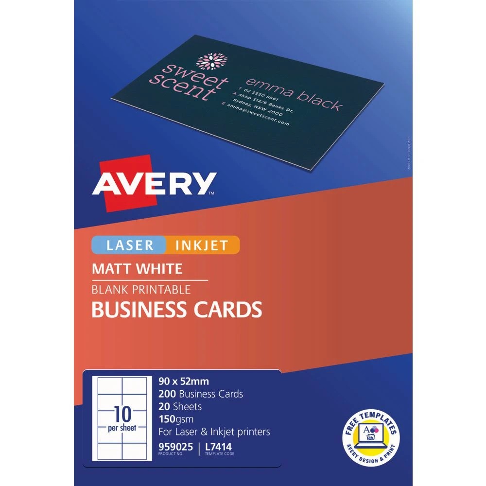 2 Avery Business Cards White 20 Sheets 10 Per Page, 2 of 5