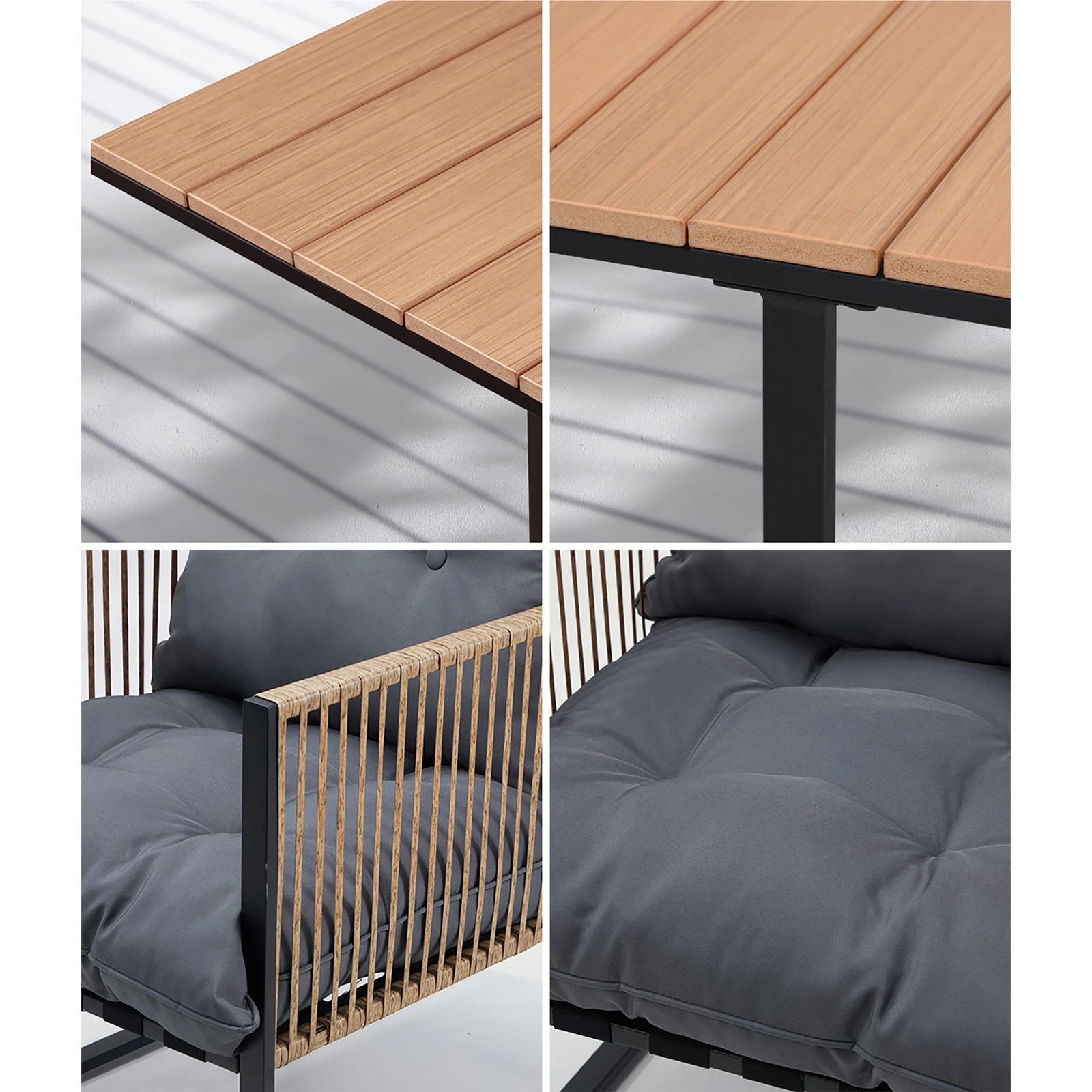 4 Livsip Outdoor Dining Set Furniture Patio Setting Wood-plastic Table 4 Seater
 - Multi, 4 of 10