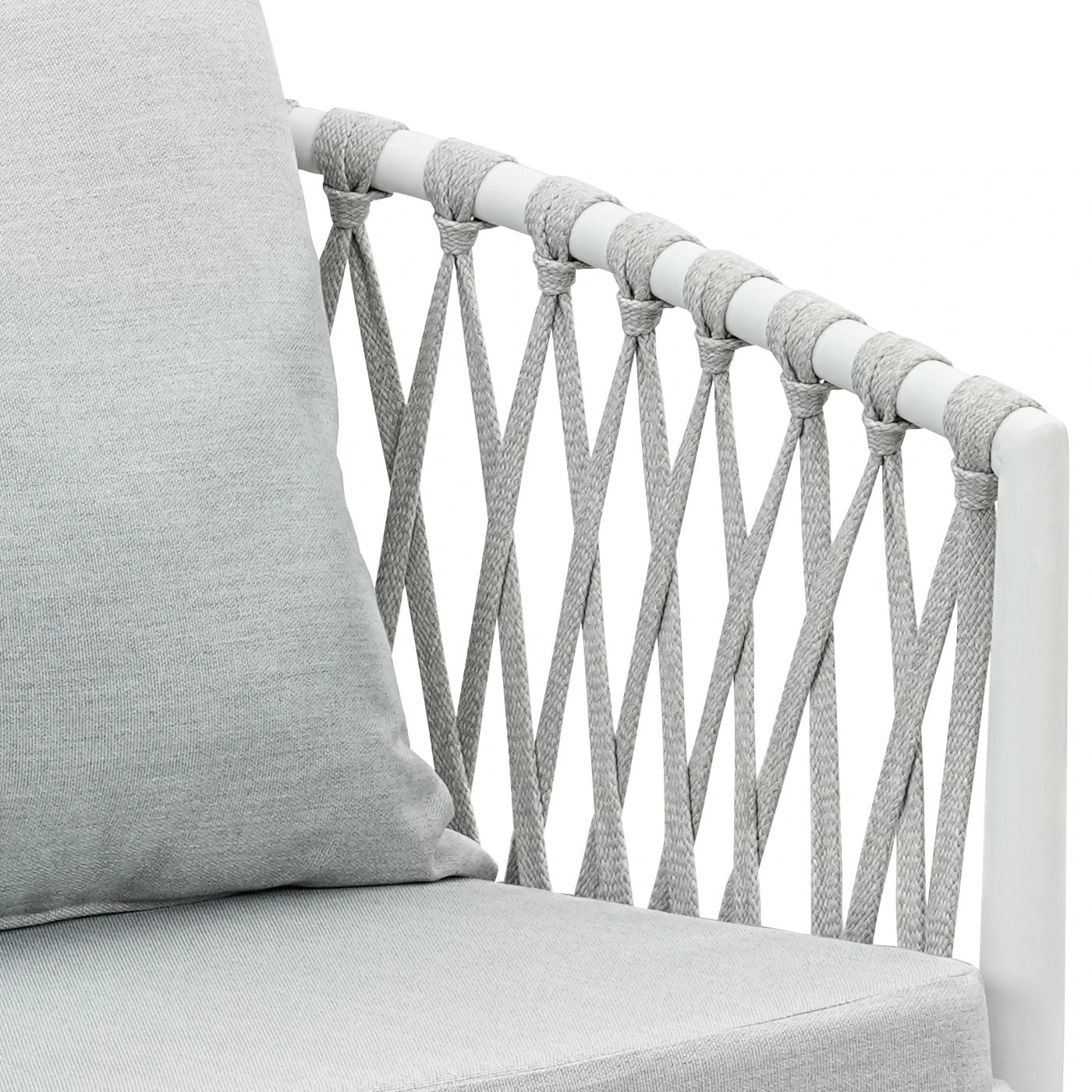 6 Moda Living Mornington White Aluminium Outdoor Dining Chairs with Arms - Light Grey Cushion (Set of 4) - White, 6 of 9