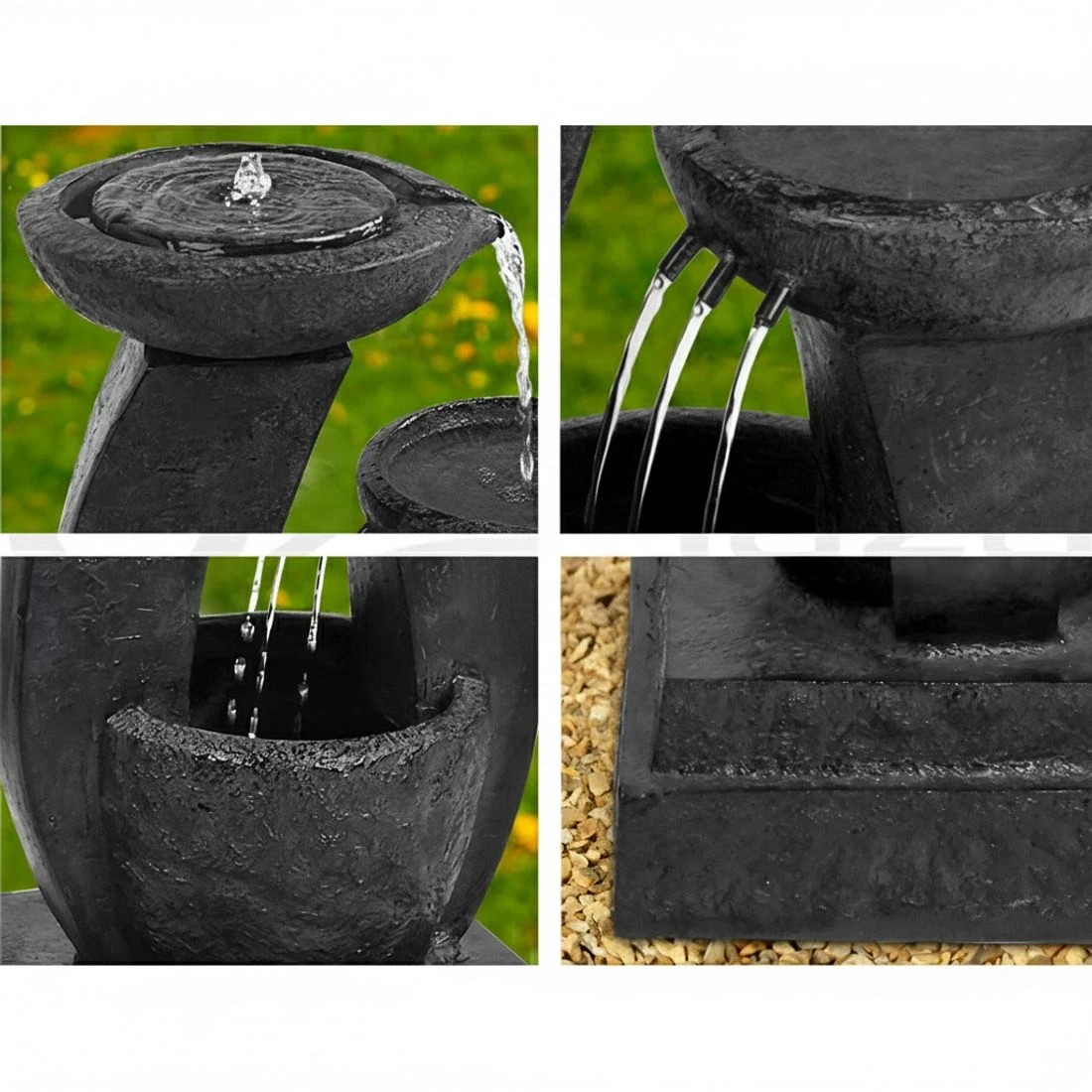 6 Gardeon Solar Water Feature Cascading Fountain 3-Tier Mushroom LED Light 70CM - Blue, 6 of 8